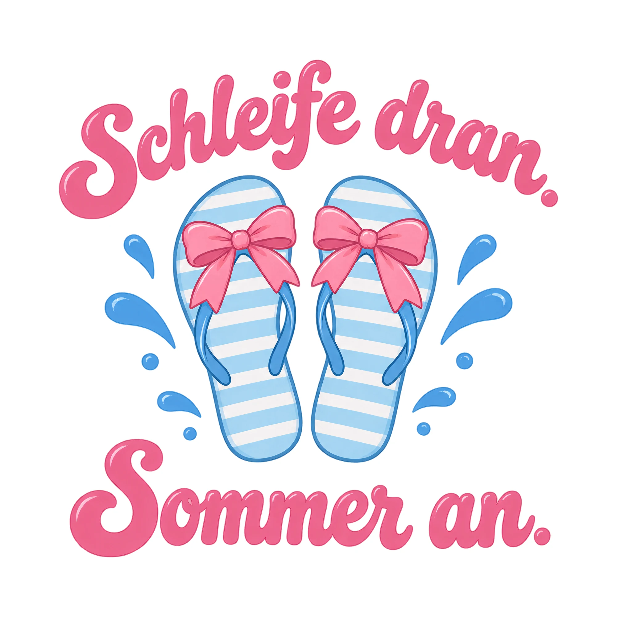 Bügelbild Schleife dran. Sommer an. als Grafik auf weißem Hintergrund (BB014471)