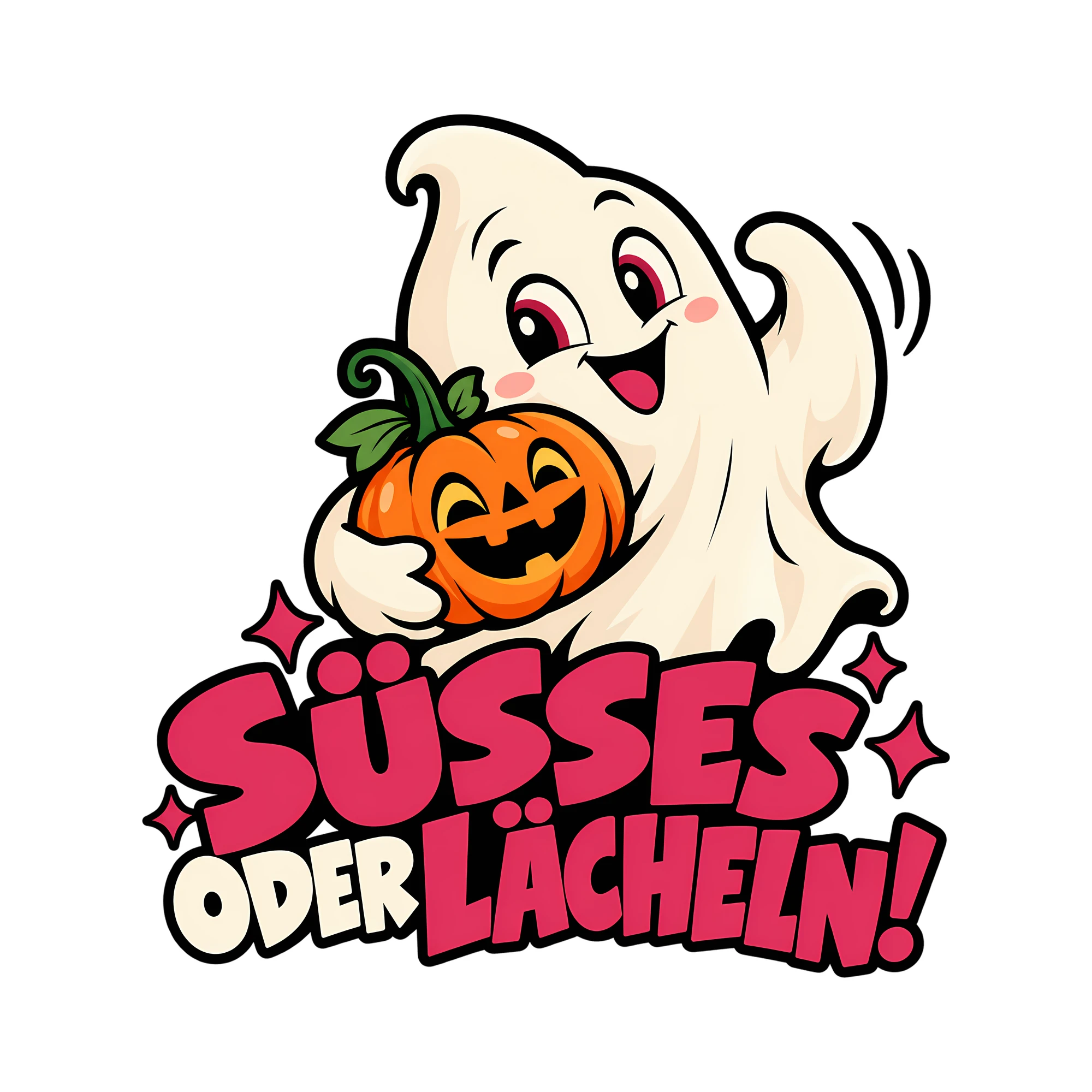 Bügelbild Süßes oder Lächeln! als Grafik auf weißem Hintergrund (BB012613)