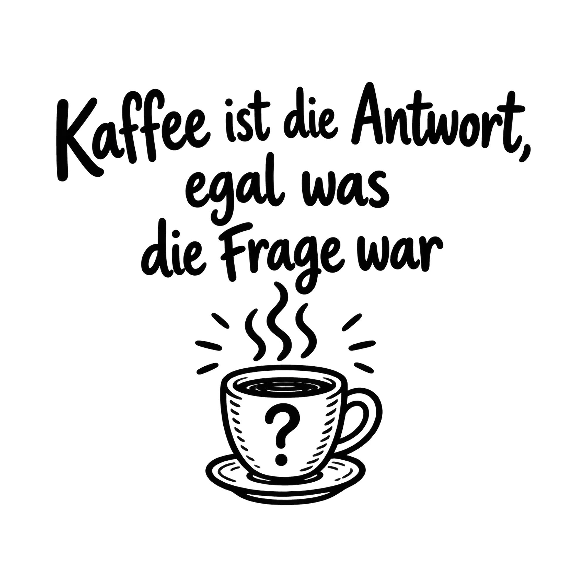 Bügelbild Kaffee ist die Antwort, egal was die Frage war als Grafik auf weißem Hintergrund (BB019492)