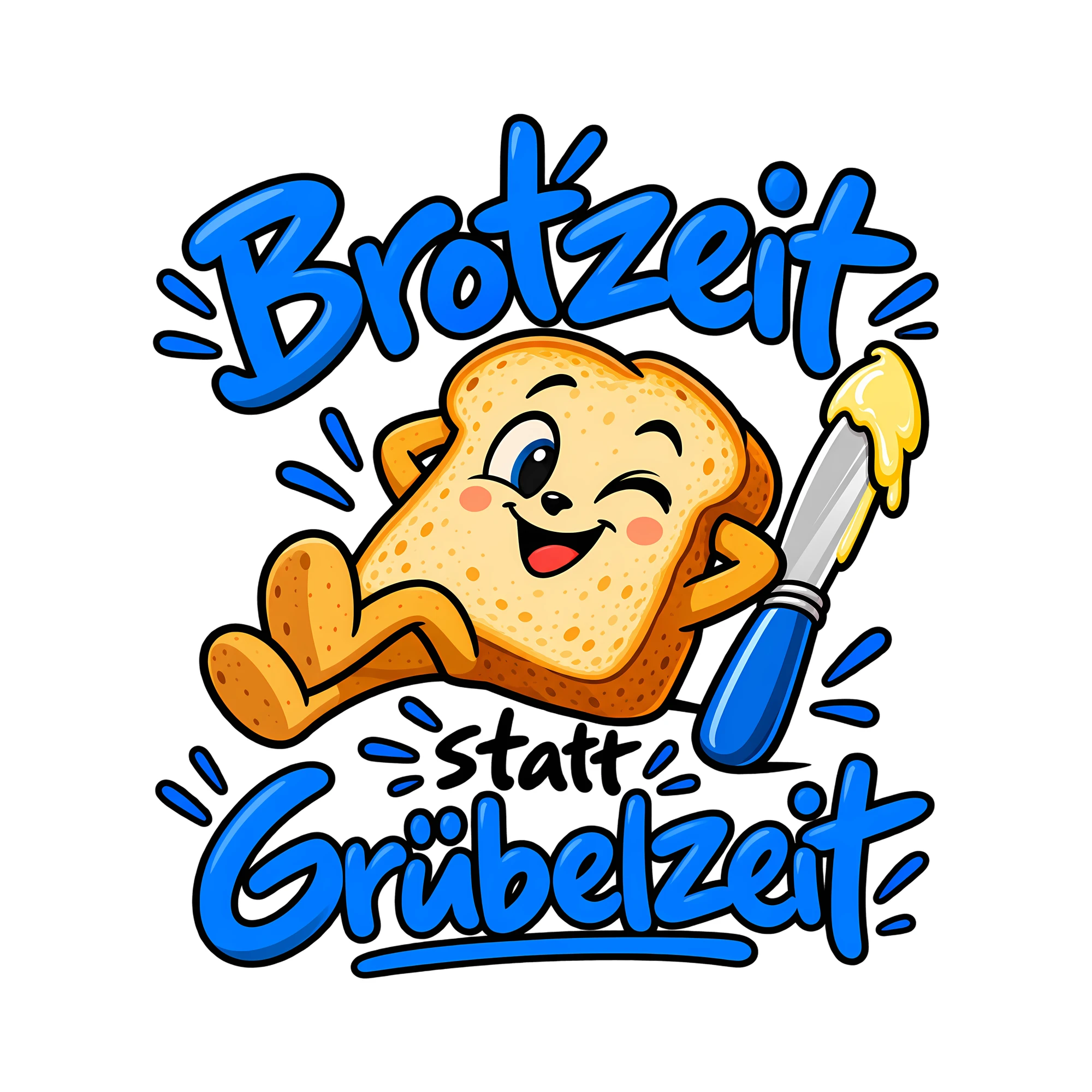 Bügelbild Brotzeit statt Grübelzeit als Grafik auf weißem Hintergrund (BB012139)