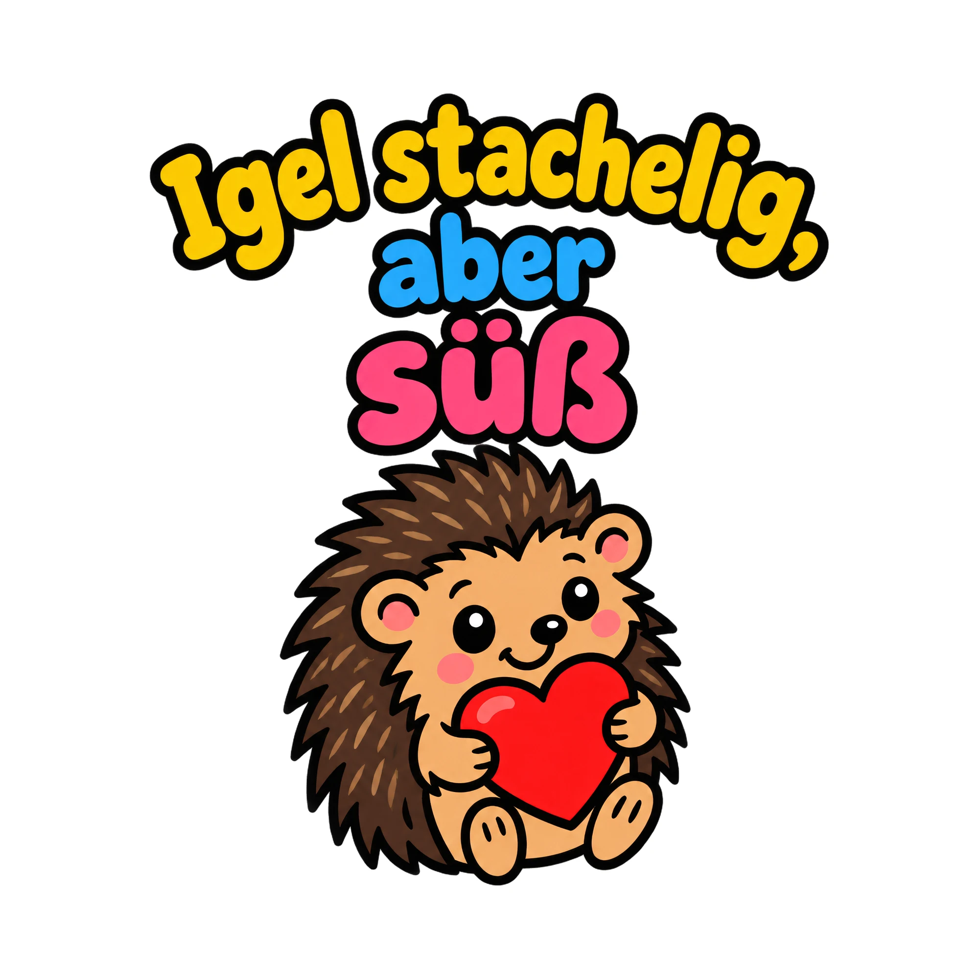 Bügelbild Igel stachelig, aber süß als Grafik auf weißem Hintergrund (BB018585)