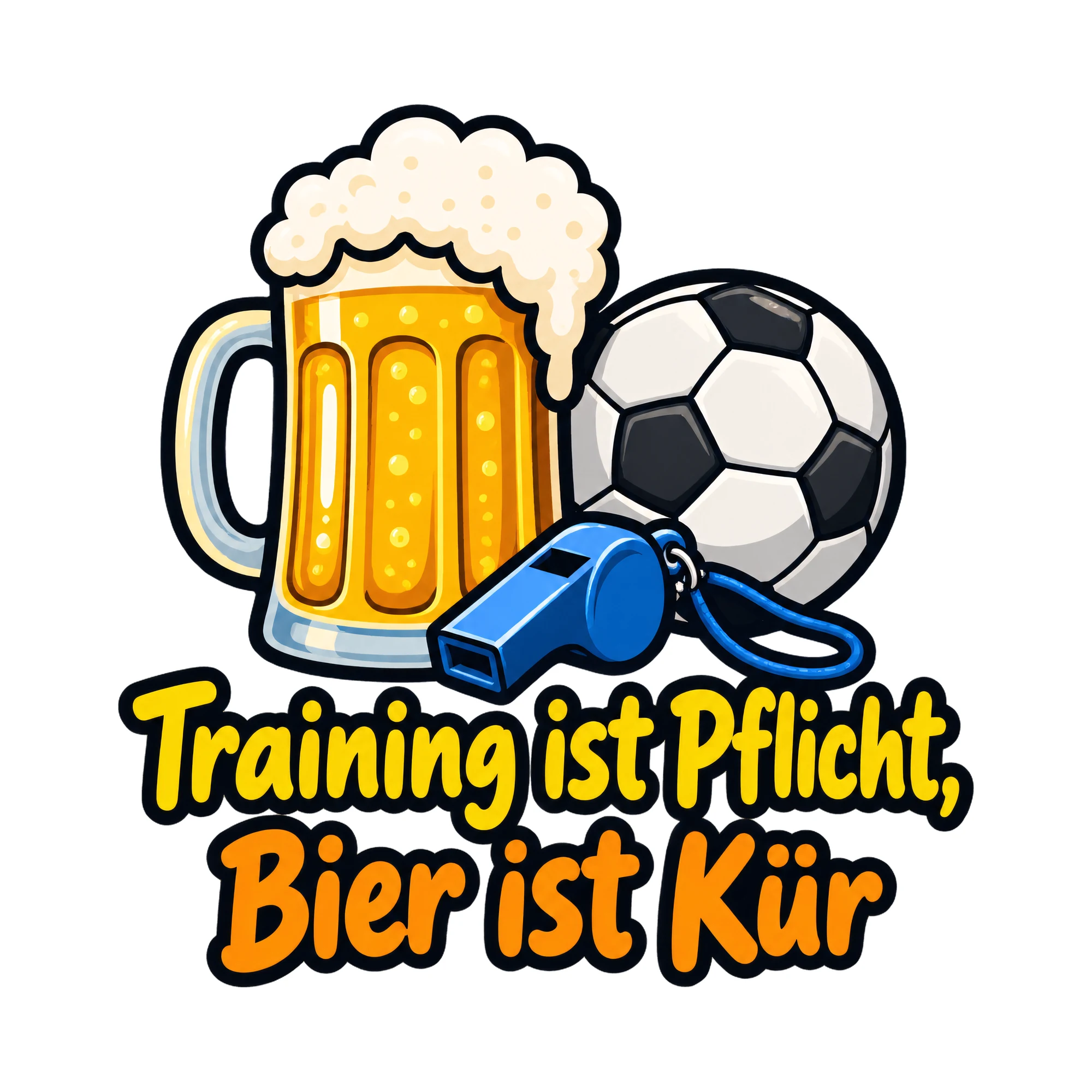 Bügelbild Training ist Pflicht, Bier ist Kür, Sport Shirt Spruch als Grafik auf weißem Hintergrund (BB016663)