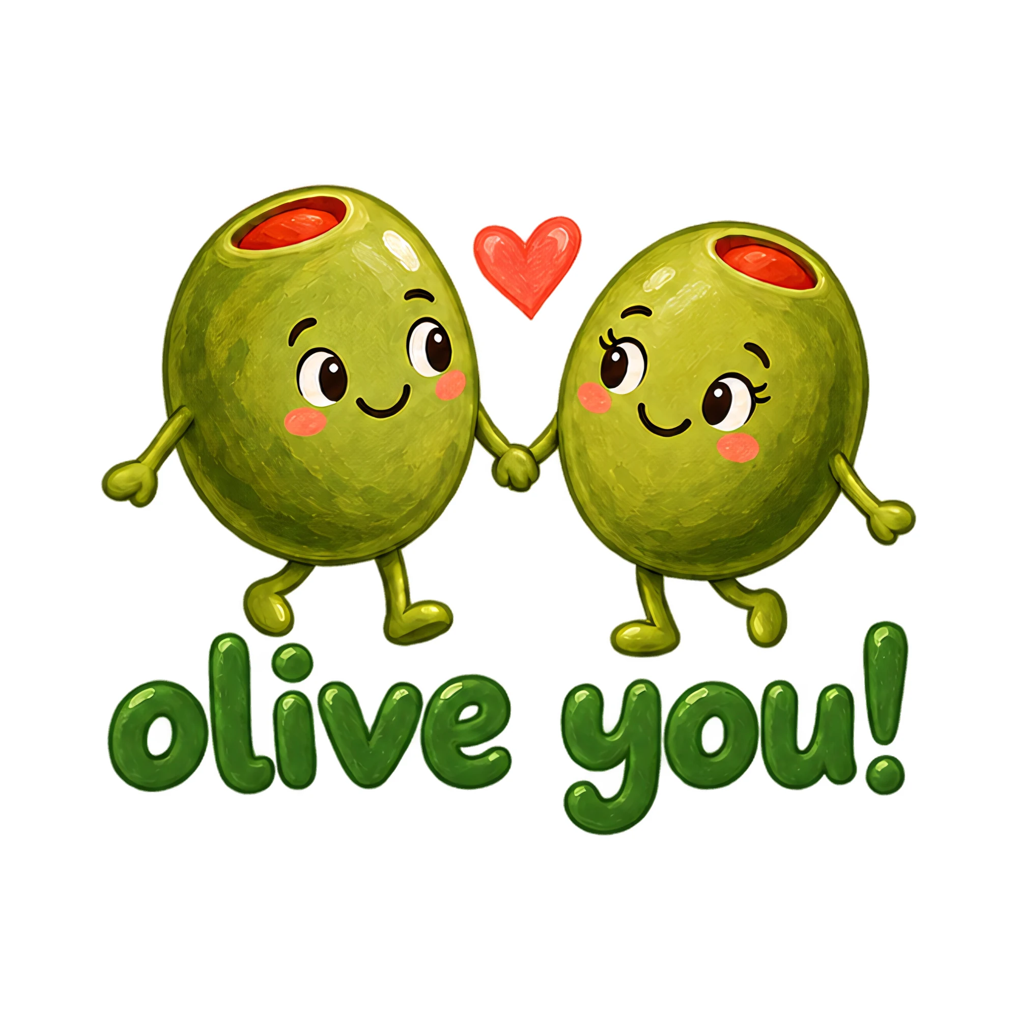 Bügelbild olive you! als Grafik auf weißem Hintergrund (BB021357)