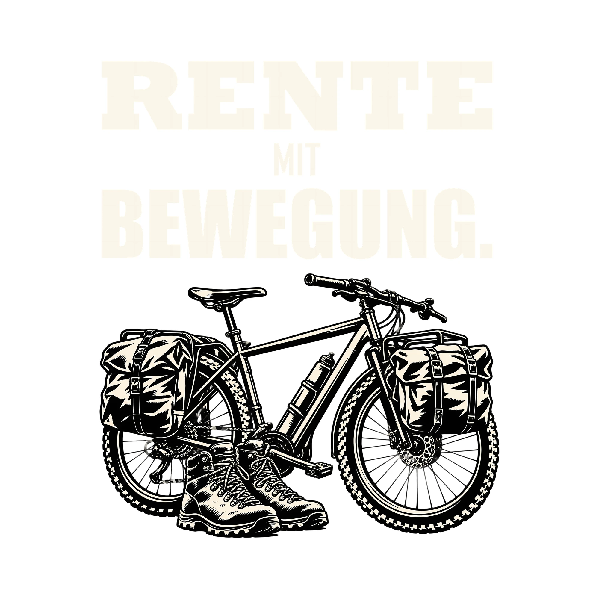 Bügelbild RENTE MIT BEWEGUNG. als Grafik auf weißem Hintergrund (BB011527)