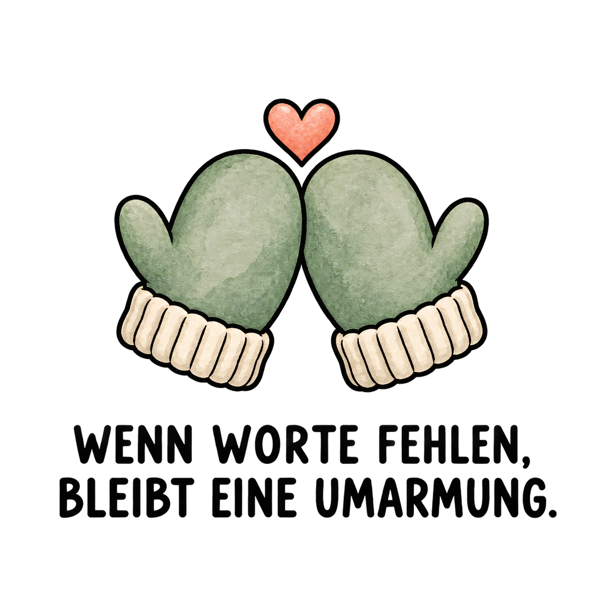 Bügelbild WENN WORTE FEHLEN, BLEIBT EINE UMARMUNG. als Grafik auf weißem Hintergrund (BB021470)