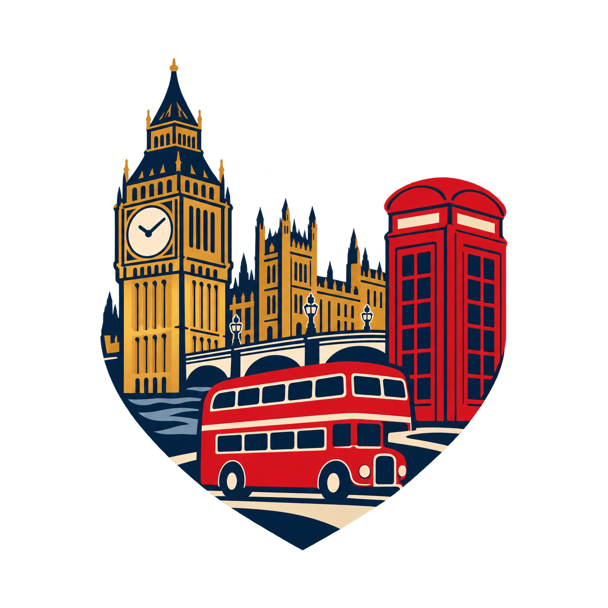 Bügelbild London Love Heart, Lustiger Shirt Motiv als Grafik auf weißem Hintergrund (BB015474)