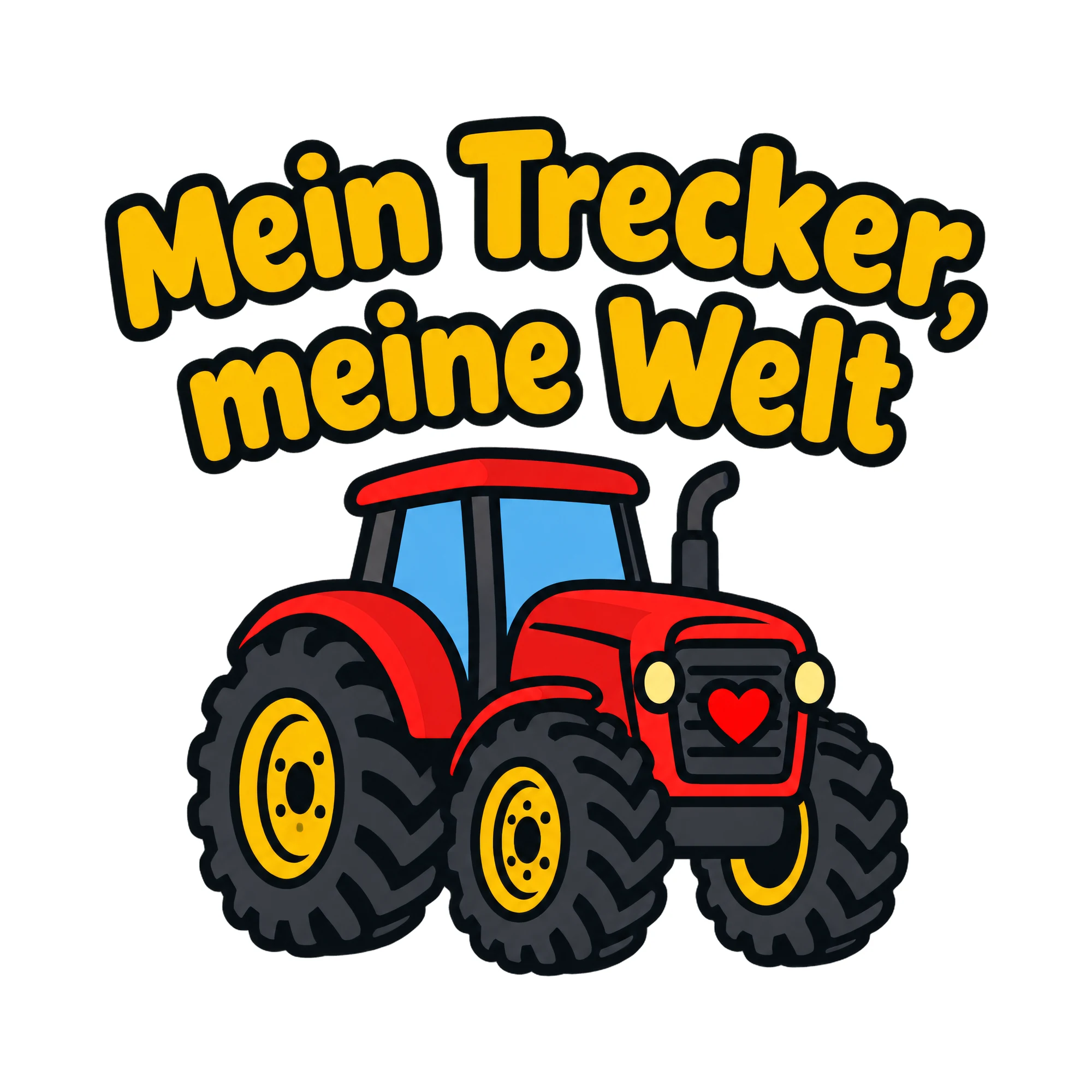 Bügelbild Mein Trecker, meine Welt als Grafik auf weißem Hintergrund (BB020315)