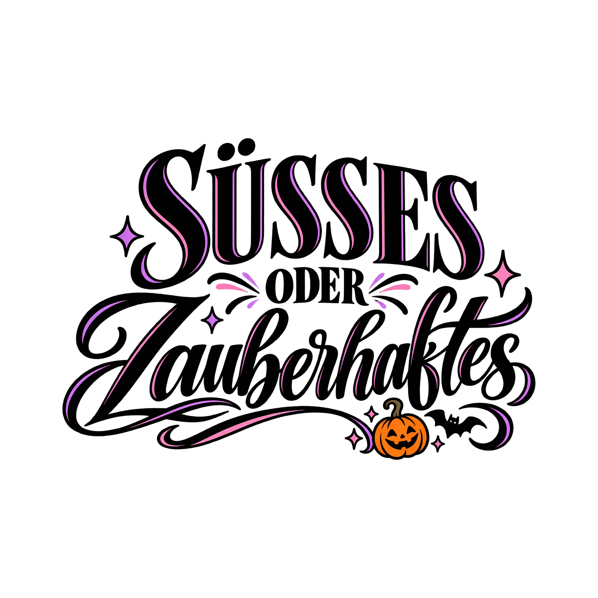 Bügelbild Süßes oder Zauberhaftes als Grafik auf weißem Hintergrund (BB012615)