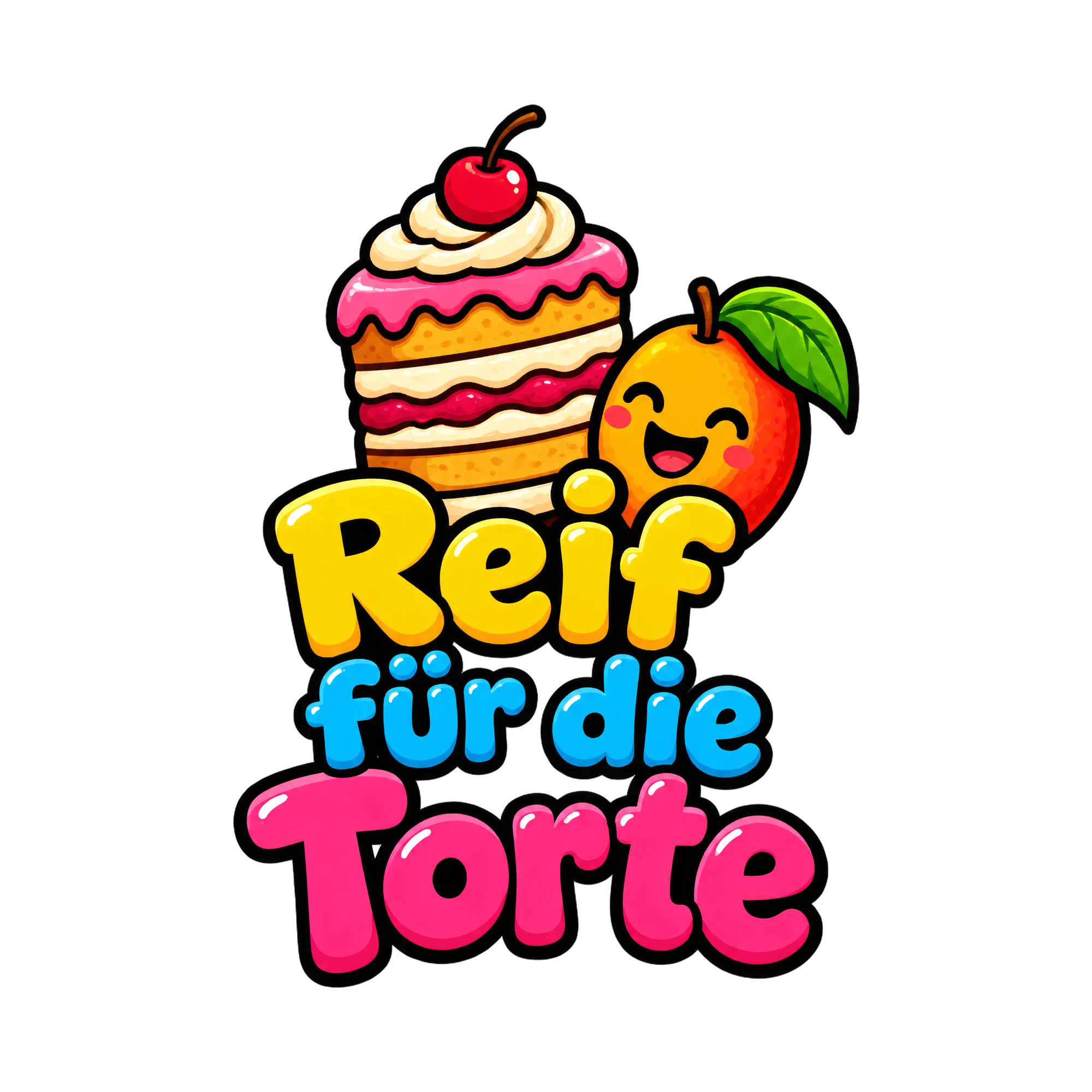 Bügelbild Reif fuer die torte als Grafik auf weißem Hintergrund (BB016348)