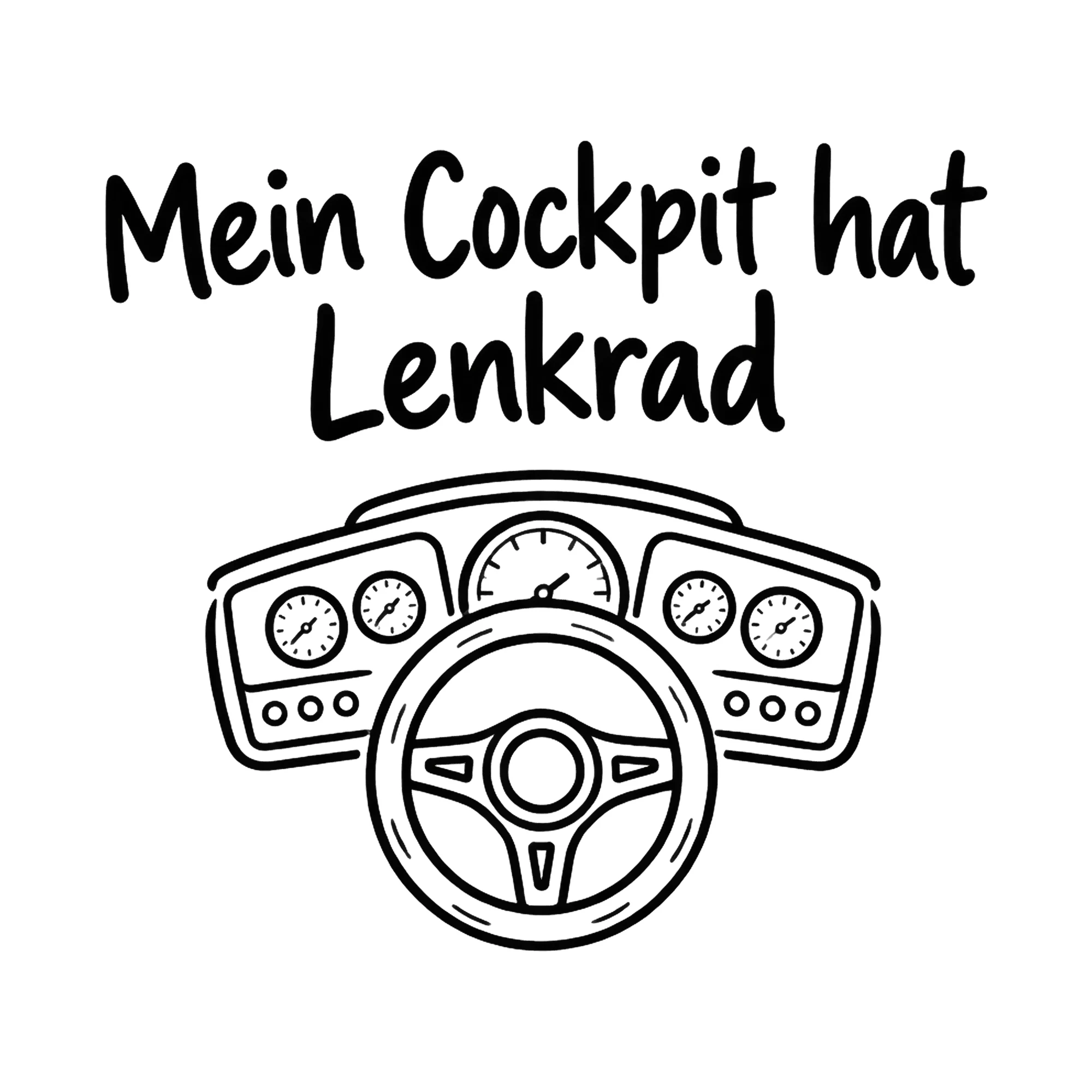 Bügelbild Mein Cockpit hat Lenkrad als Grafik auf weißem Hintergrund (BB020289)