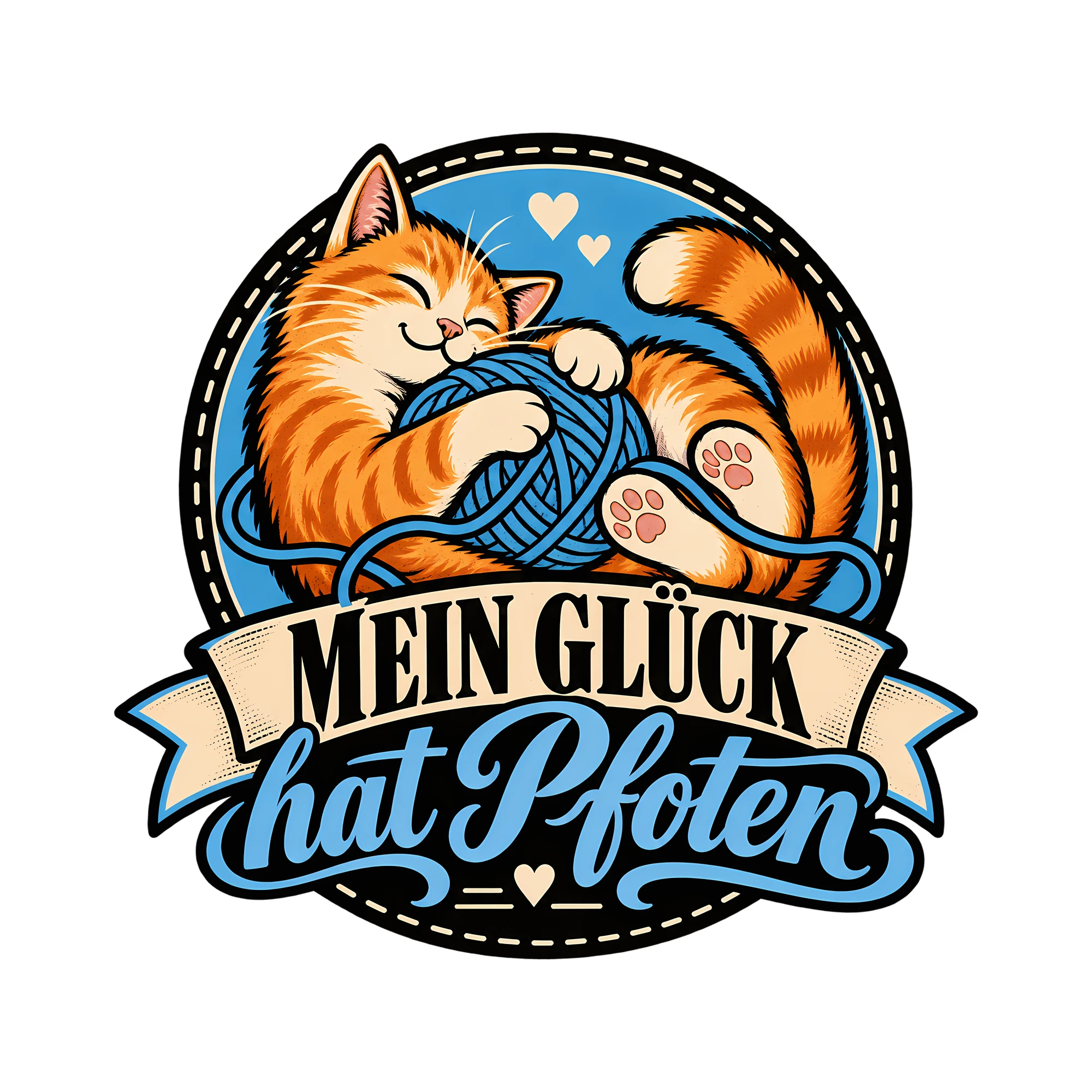 Bügelbild Mein Glück hat Pfoten als Grafik auf weißem Hintergrund (BB012842)