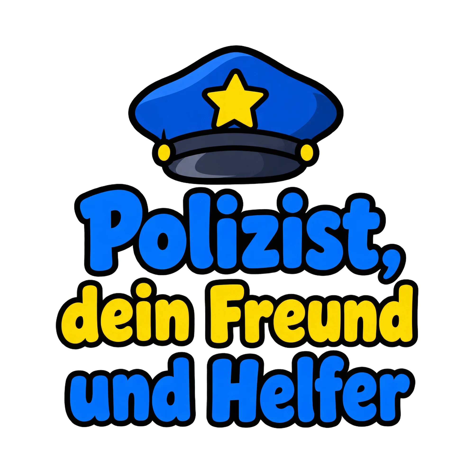 Bügelbild Polizist, dein Freund und Helfer als Grafik auf weißem Hintergrund (BB018630)