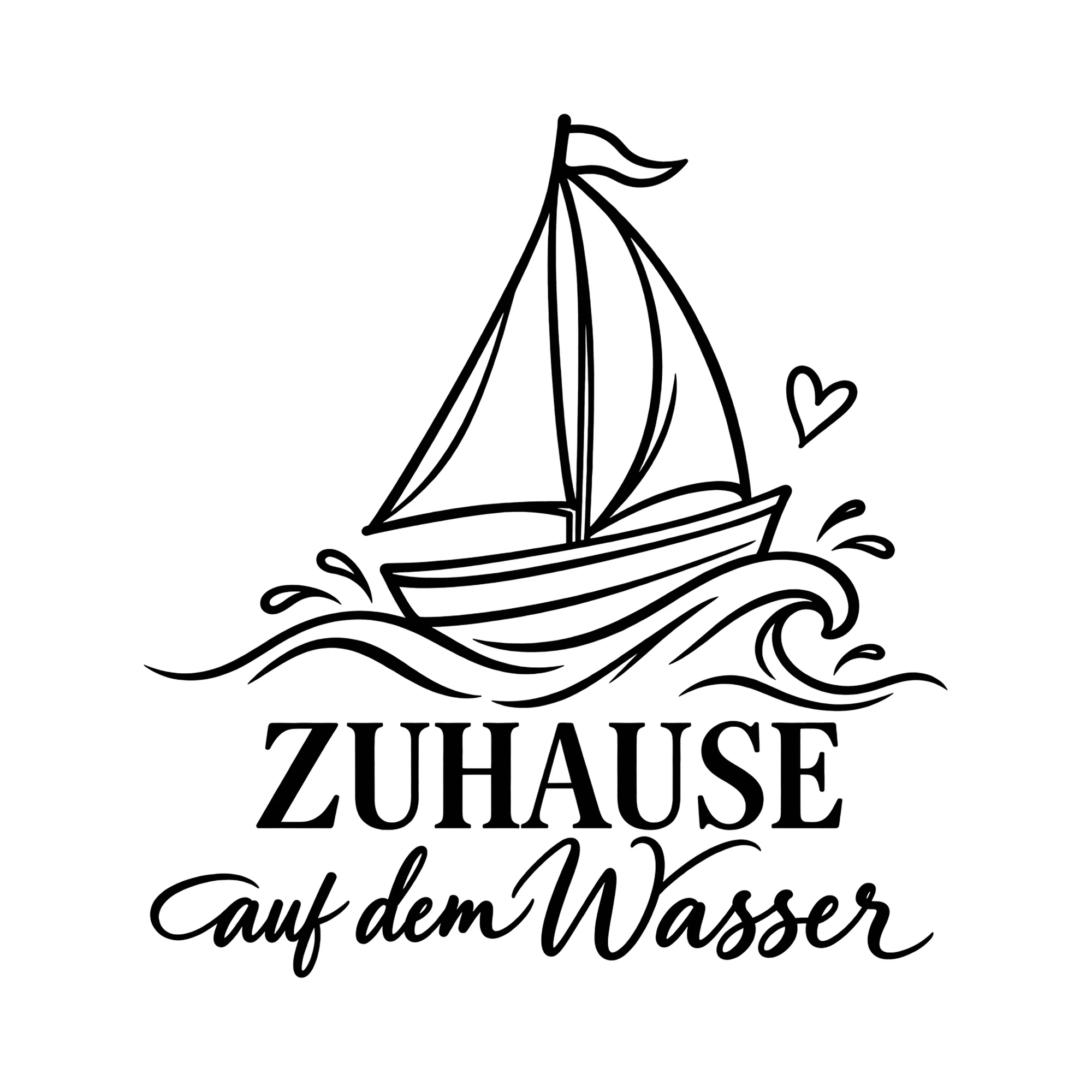 Bügelbild Zuhause auf dem Wasser als Grafik auf weißem Hintergrund (BB014102)
