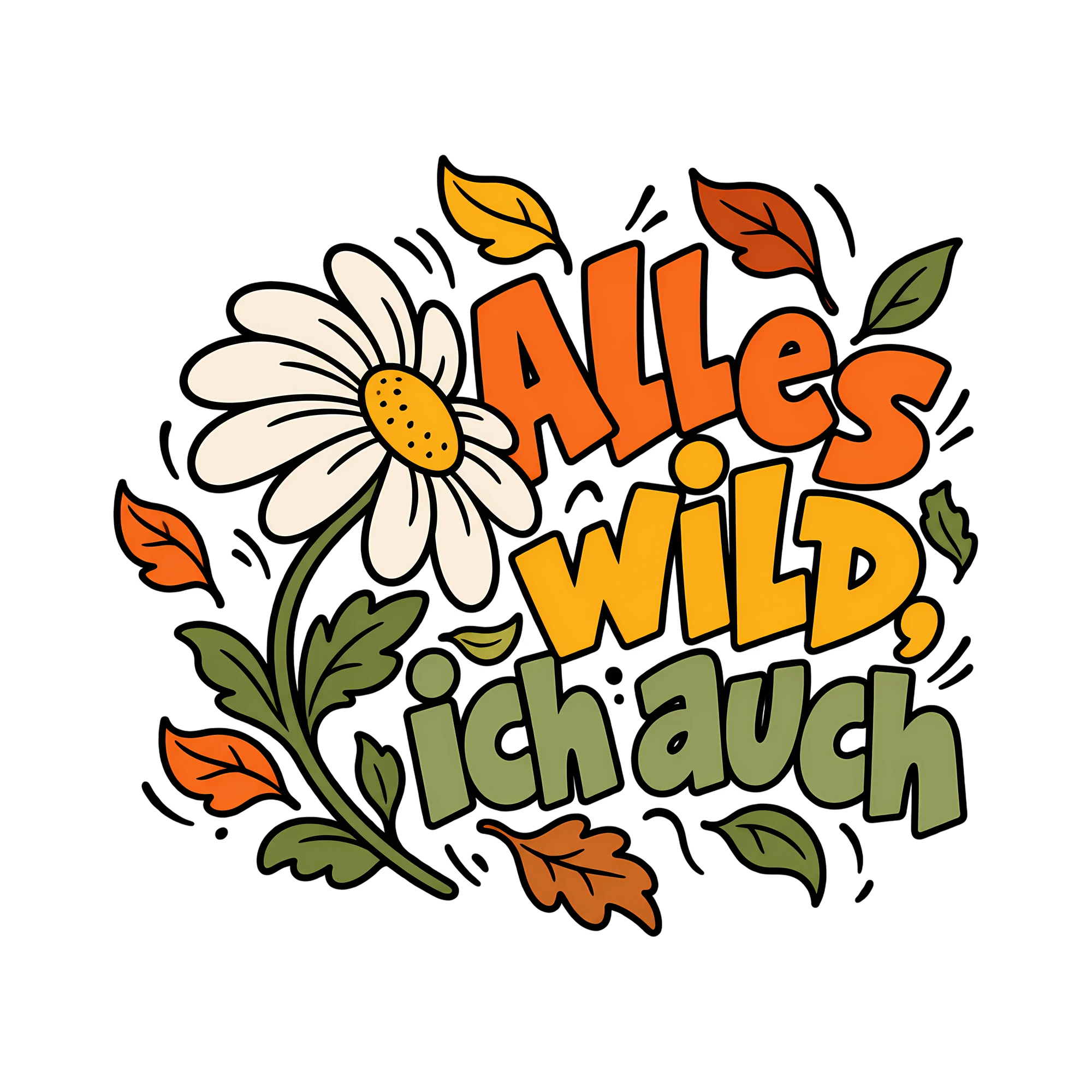 Bügelbild Alles wild, ich auch als Grafik auf weißem Hintergrund (BB014203)