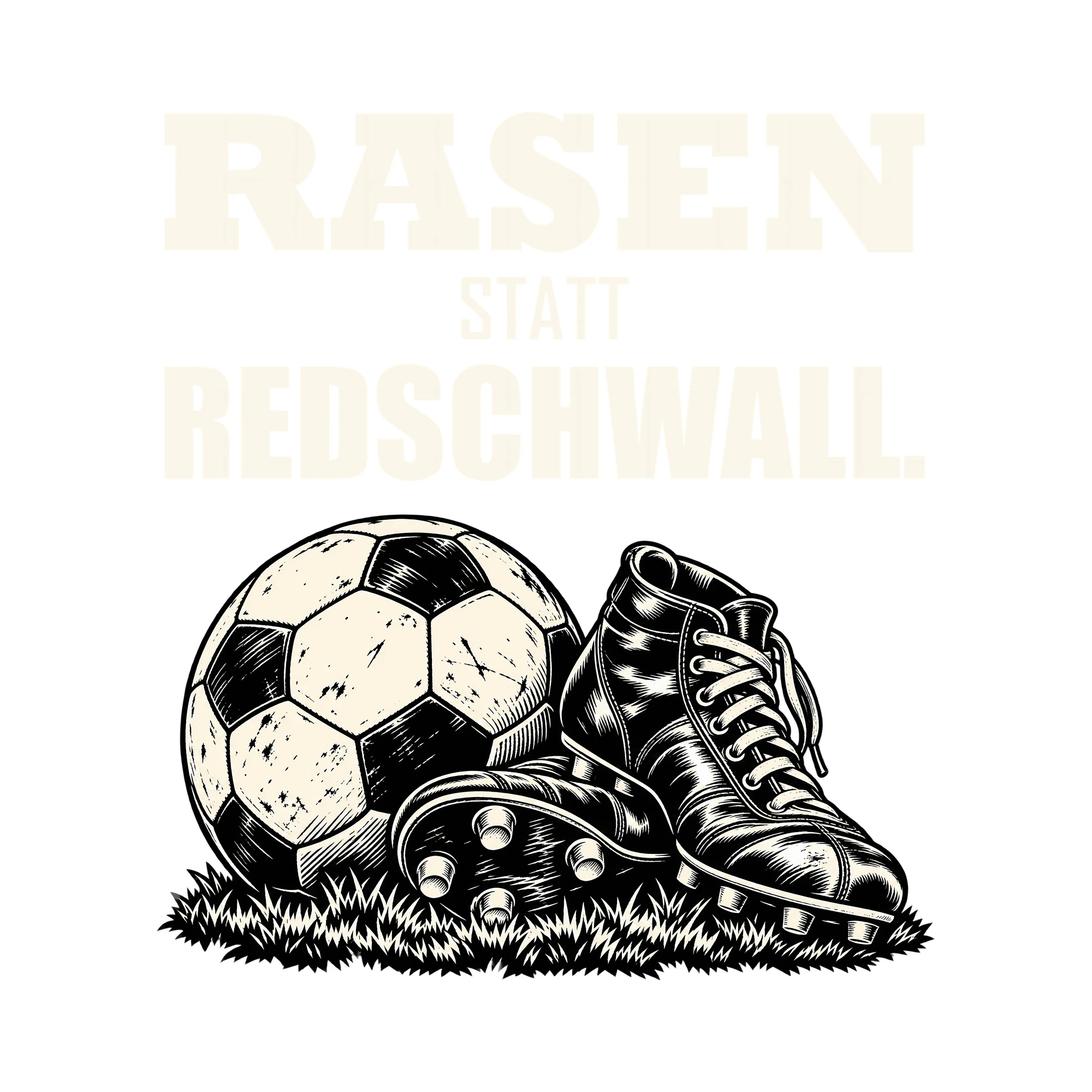 Bügelbild RASEN STATT REDSCHWALL. als Grafik auf weißem Hintergrund (BB013712)