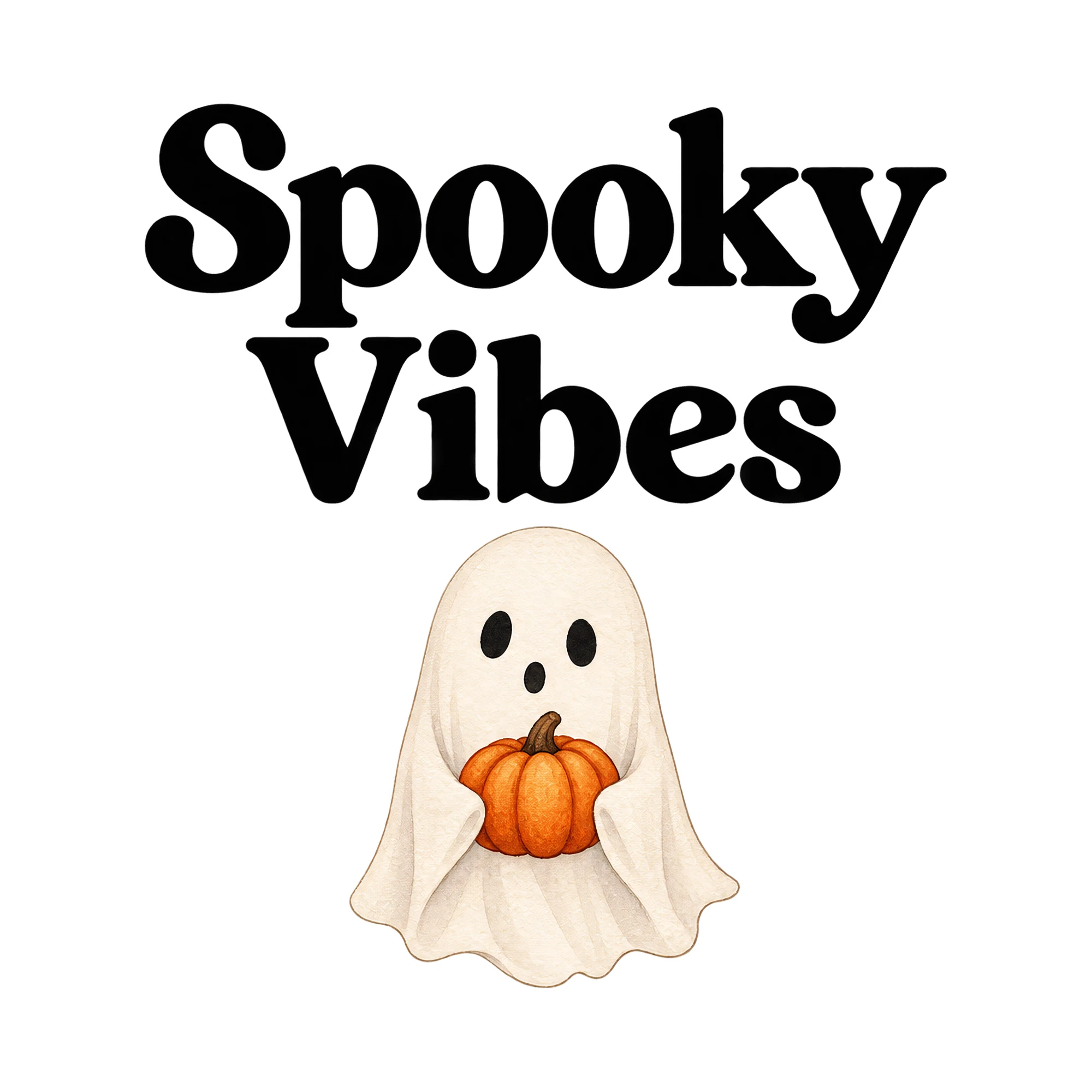 Bügelbild „Spooky Vibes“, Halloween Shirt Spruch als Grafik auf weißem Hintergrund (BB014870)