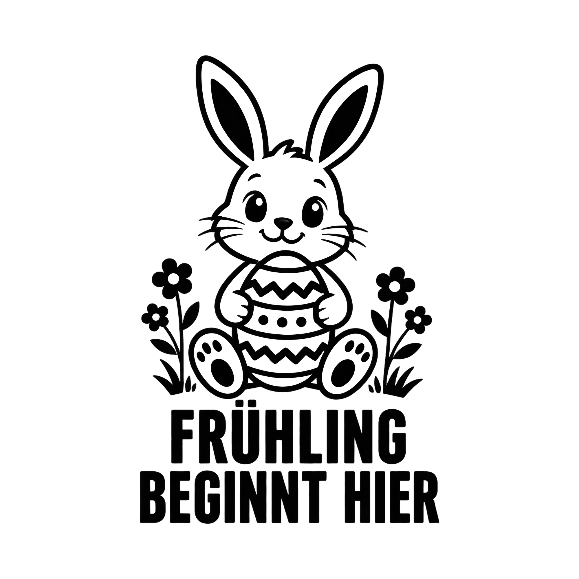Bügelbild Frühling beginnt hier als Grafik auf weißem Hintergrund (BB013329)