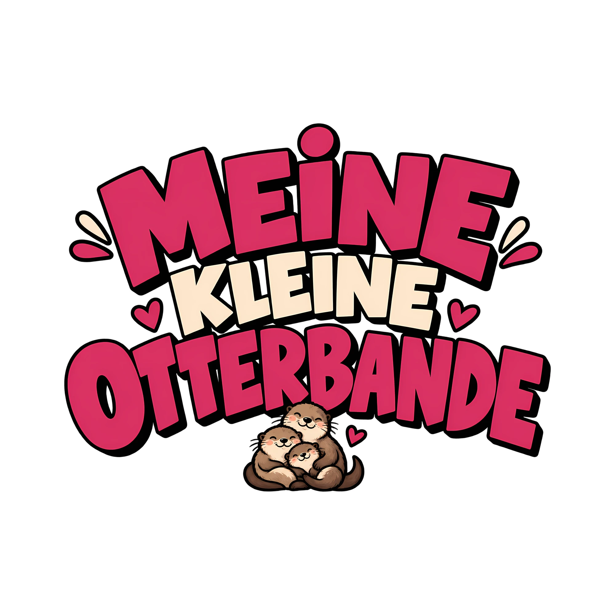 Bügelbild Meine kleine Otterbande als Grafik auf weißem Hintergrund (BB013379)