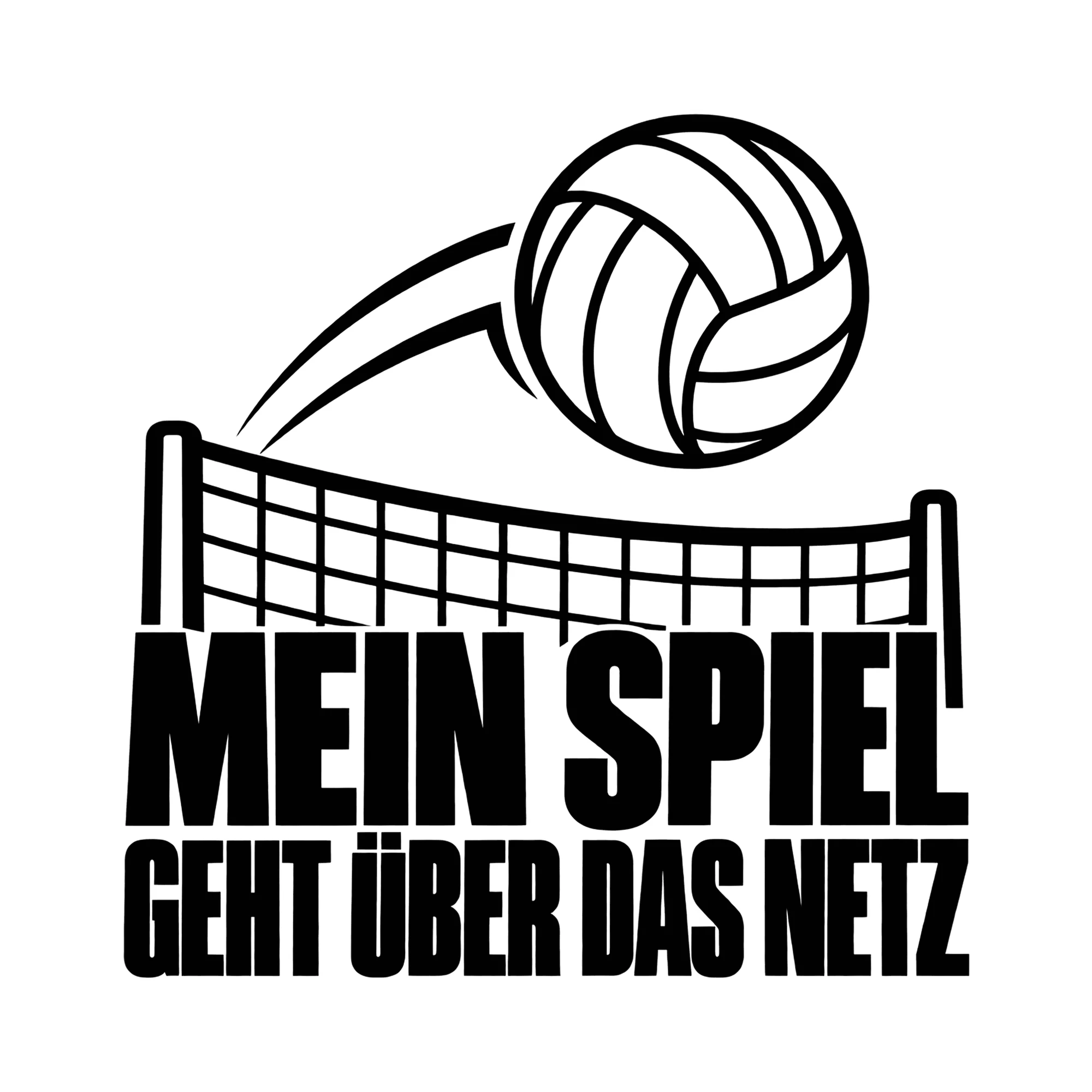 Bügelbild MEIN SPIEL GEHT ÜBER DAS NETZ als Grafik auf weißem Hintergrund (BB013795)