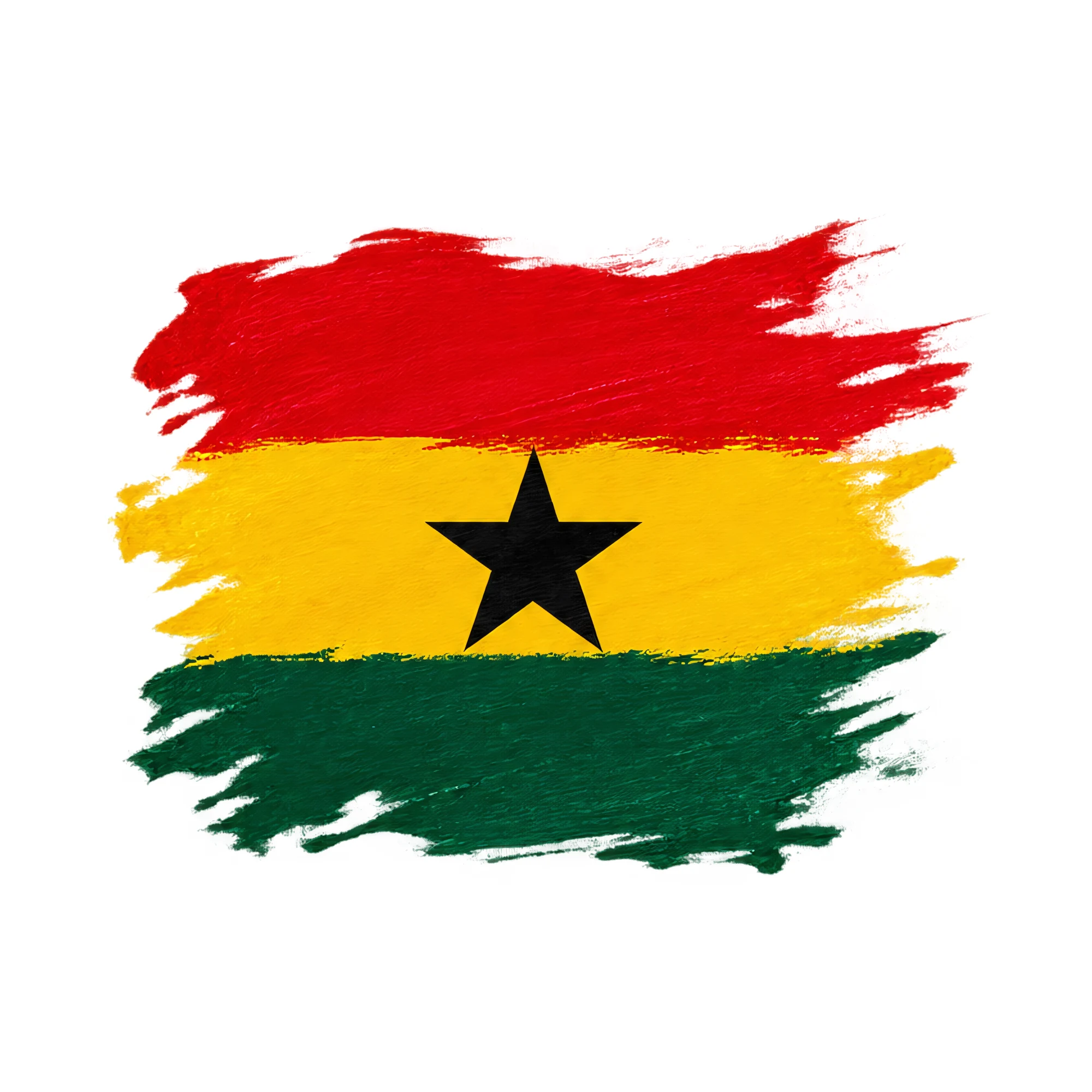 Bügelbild Flagge Ghana im Pinselstrich, Urlaub Shirt Spruch als Grafik auf weißem Hintergrund (BB017843)