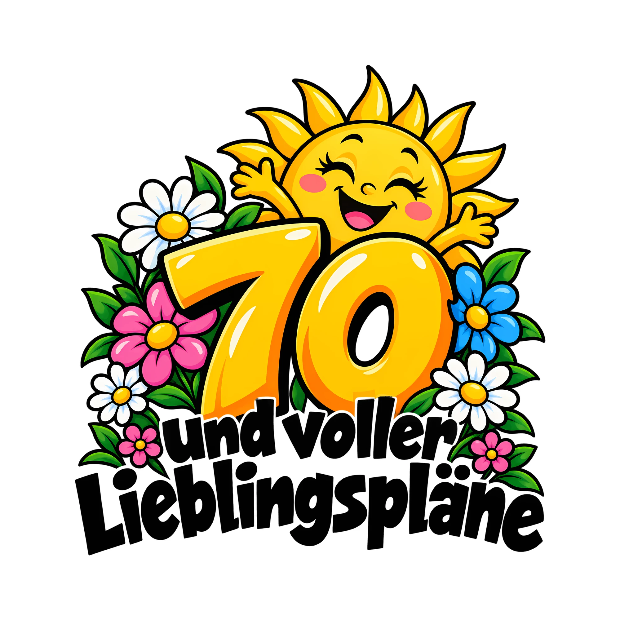 Bügelbild 70 und voller Lieblingspläne als Grafik auf weißem Hintergrund (BB012600)