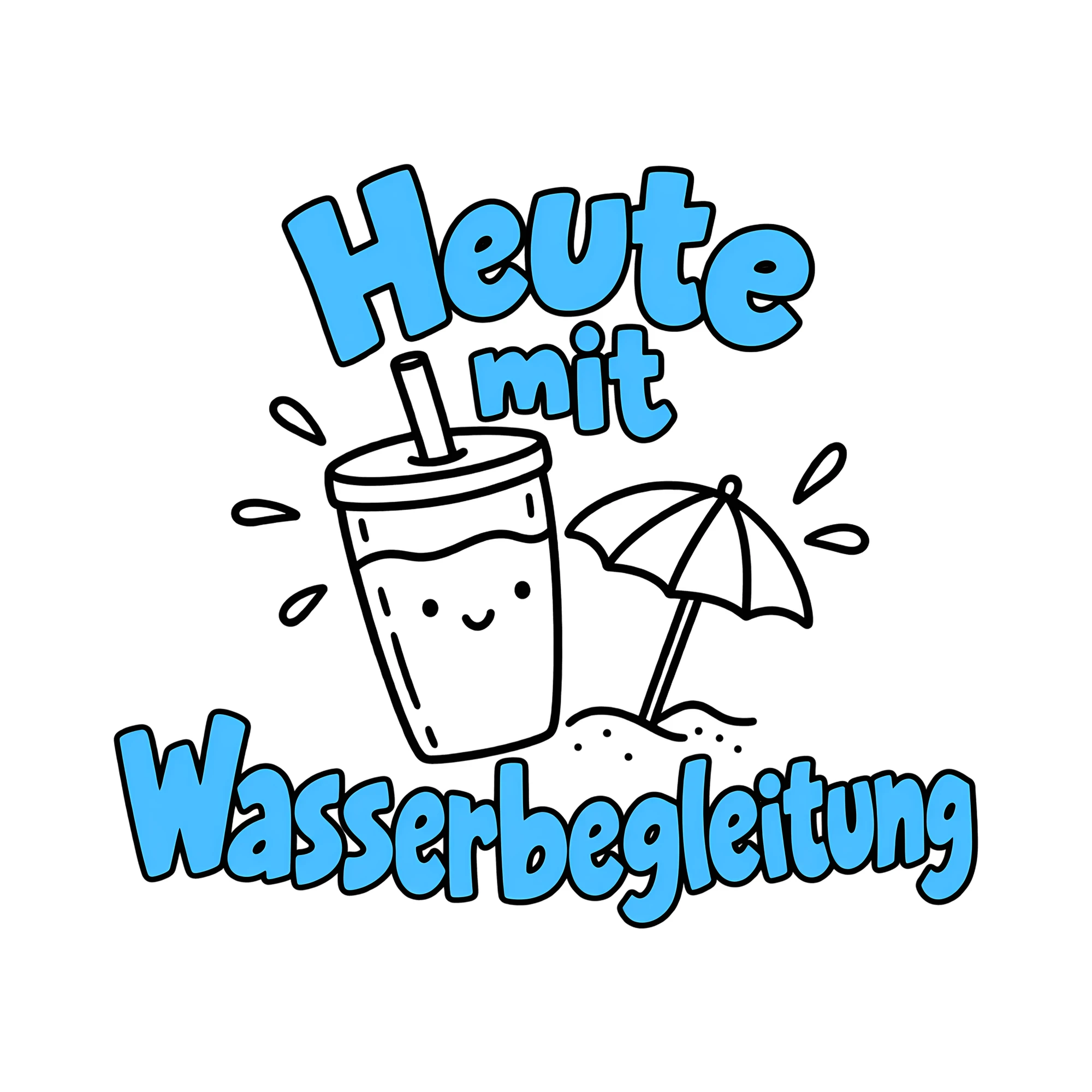 Bügelbild Heute mit Wasserbegleitung als Grafik auf weißem Hintergrund (BB014460)