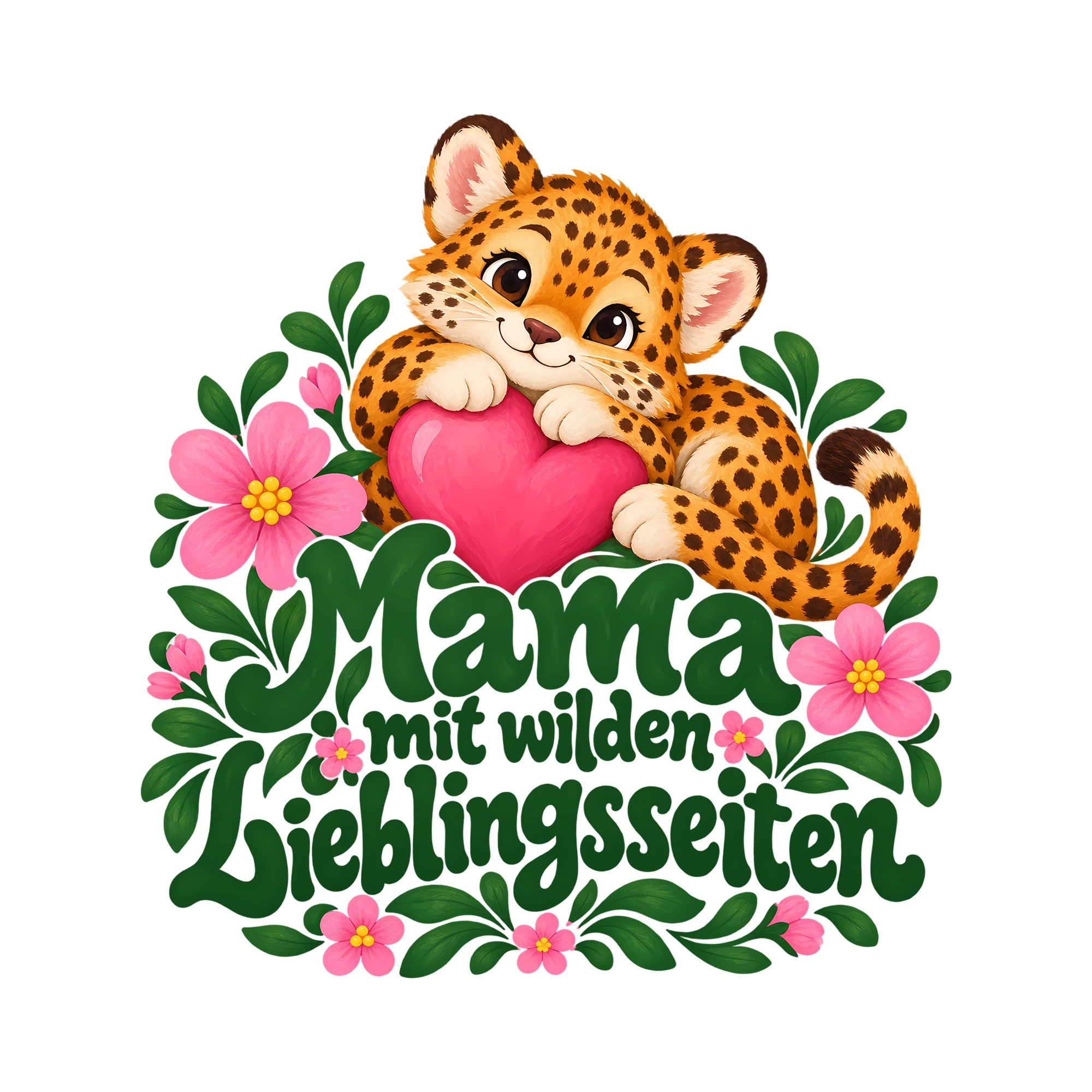 Bügelbild Mama mit wilden Lieblingsseiten als Grafik auf weißem Hintergrund (BB012403)