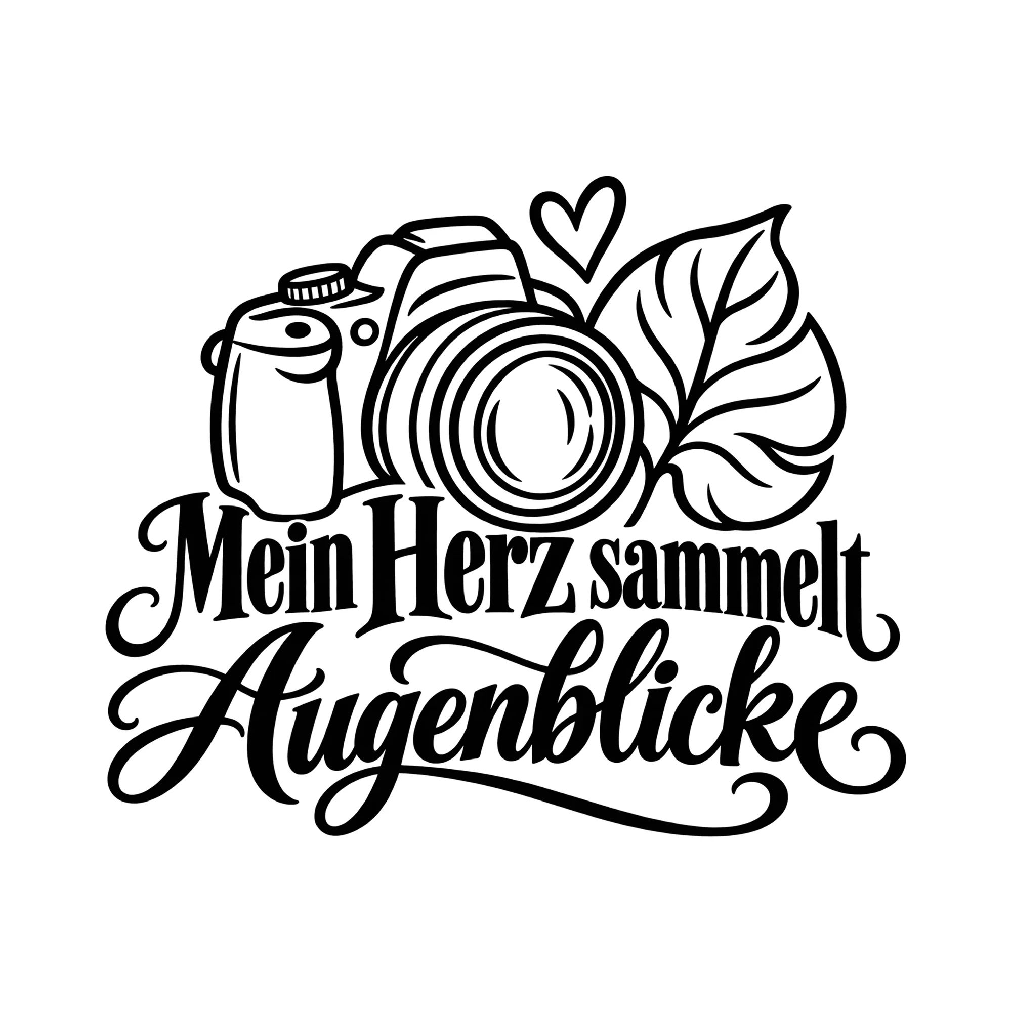 Bügelbild Mein Herz sammelt Augenblicke als Grafik auf weißem Hintergrund (BB012948)