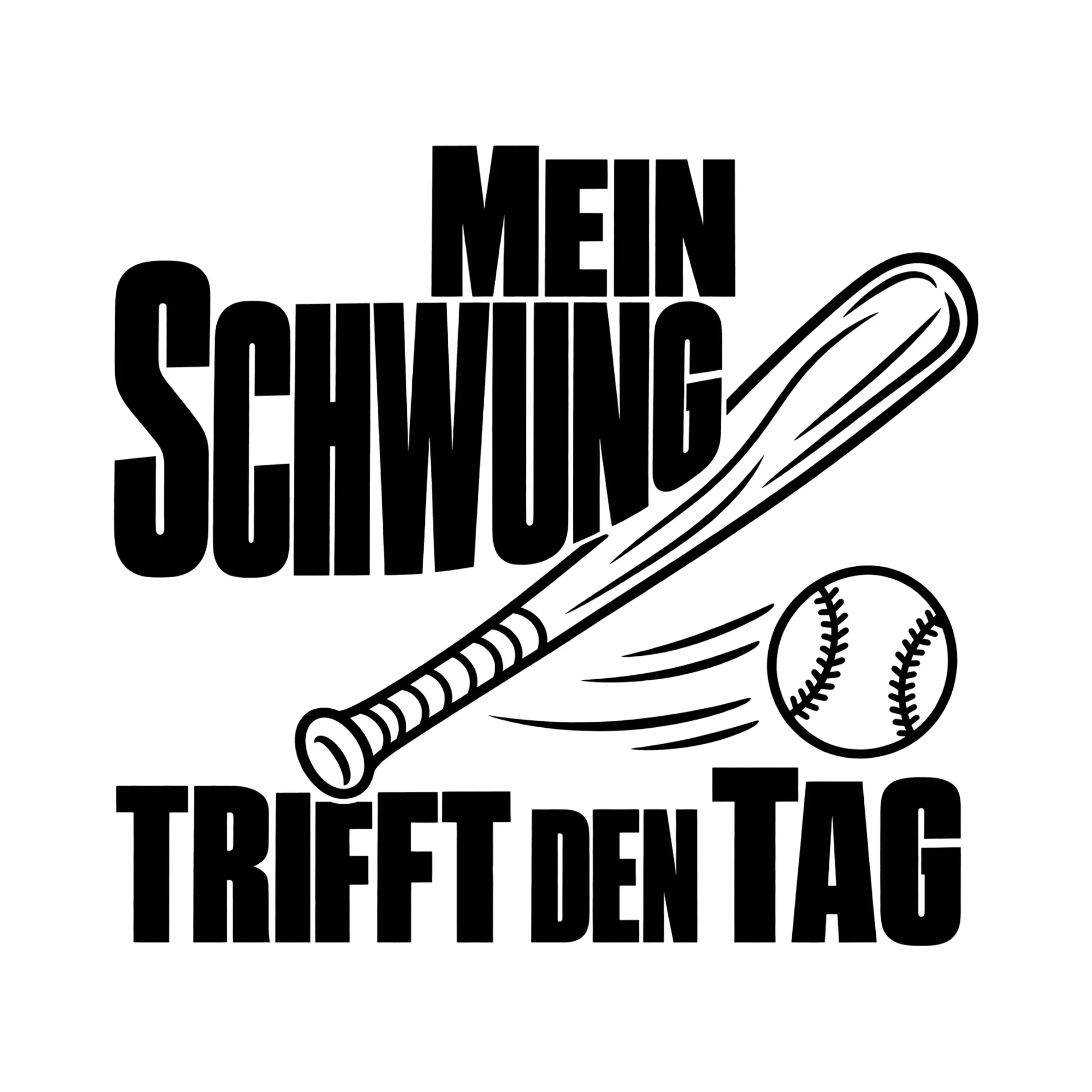 Bügelbild Mein Schwung trifft den Tag als Grafik auf weißem Hintergrund (BB013850)