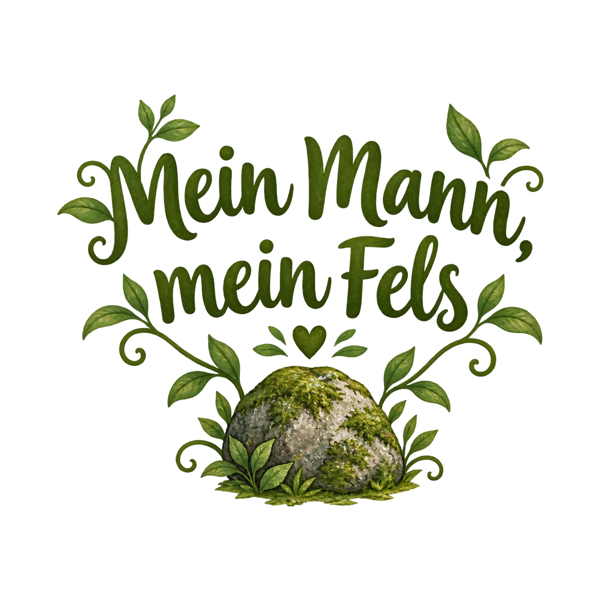 Bügelbild Mein Mann, mein Fels als Grafik auf weißem Hintergrund (BB019156)