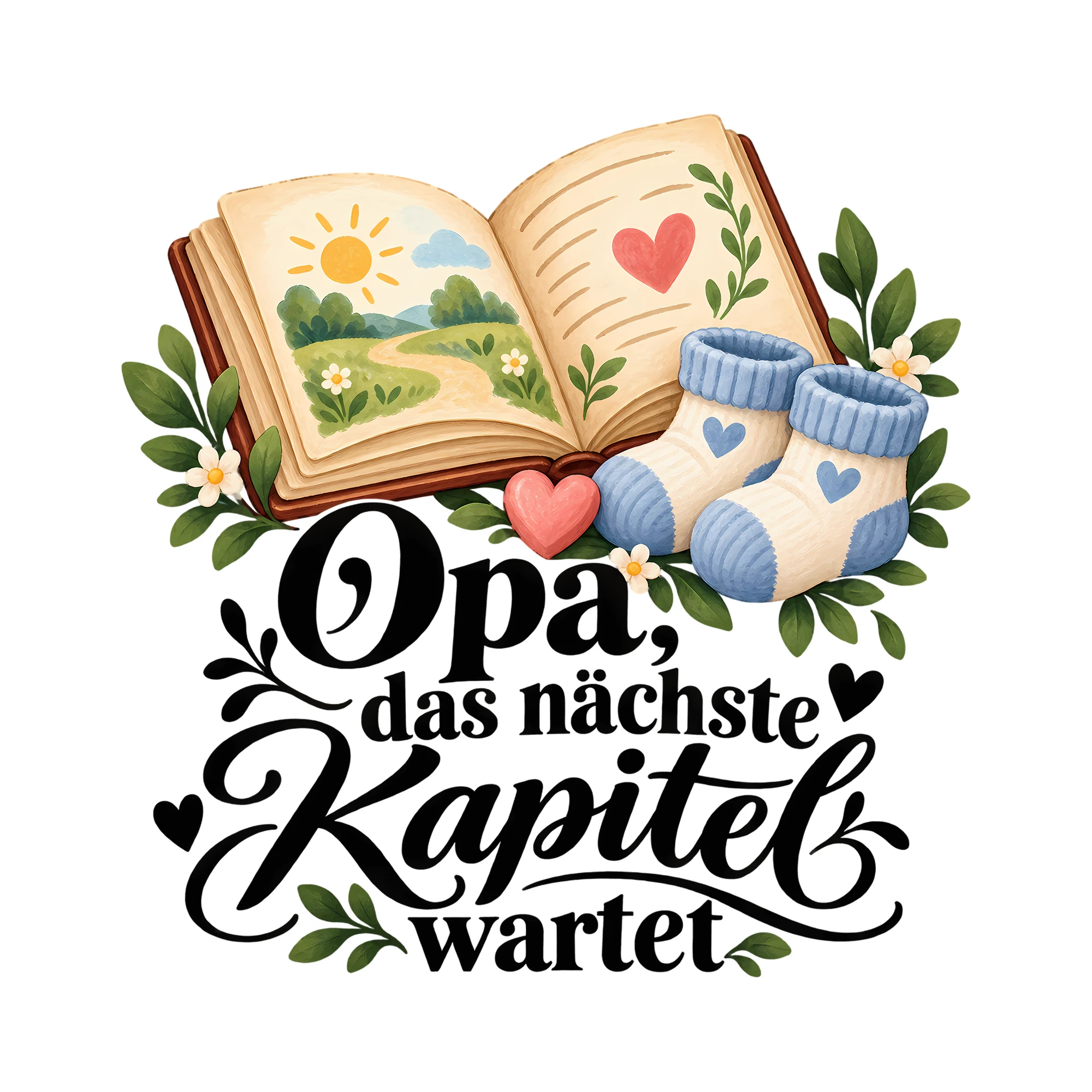Bügelbild Opa, das nächste Kapitel wartet als Grafik auf weißem Hintergrund (BB012502)