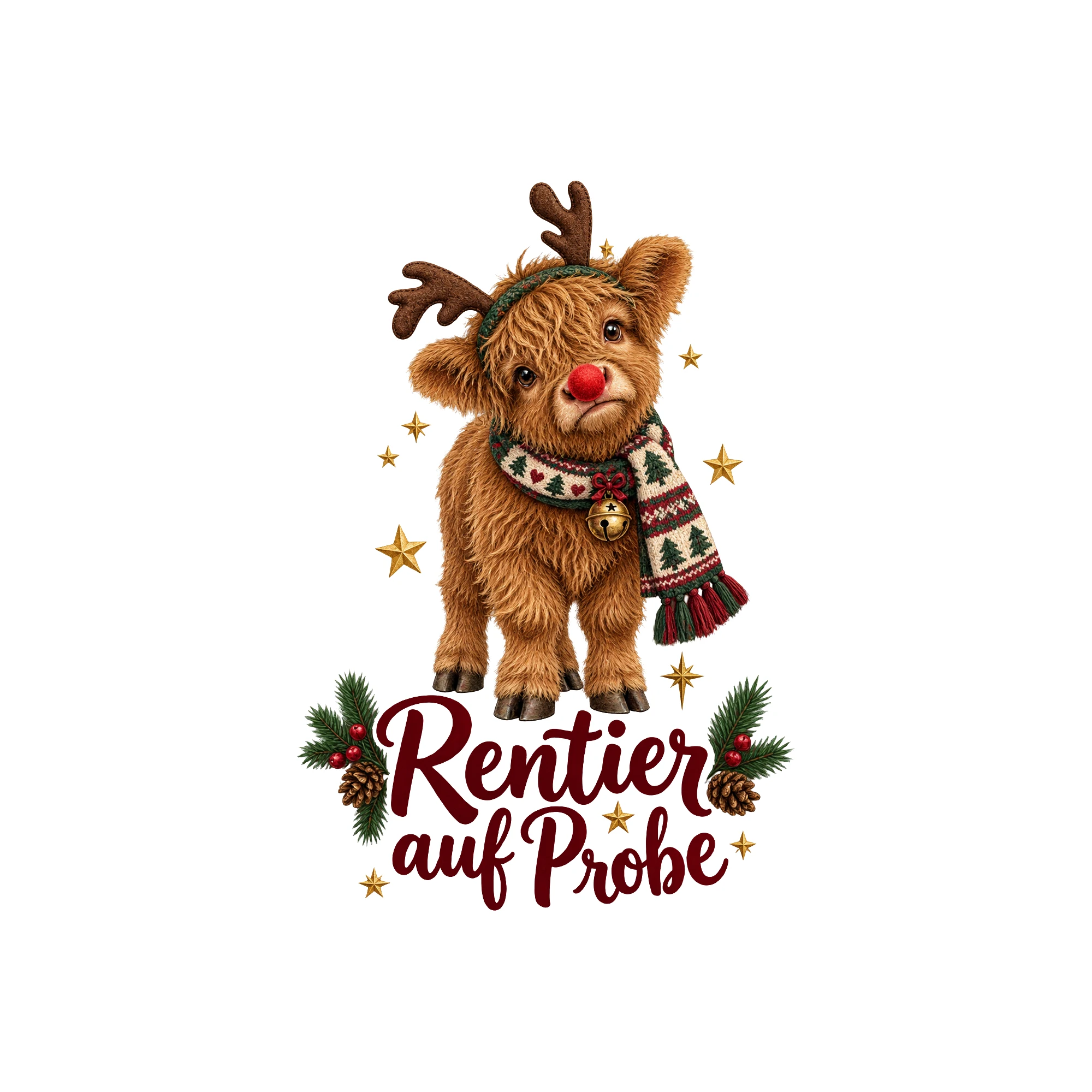 Bügelbild Rentier auf Probe als Grafik auf weißem Hintergrund (BB011366)