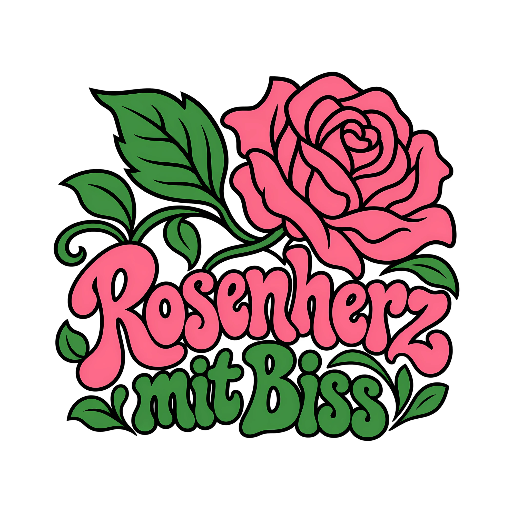 Bügelbild Rosenherz mit Biss als Grafik auf weißem Hintergrund (BB013568)