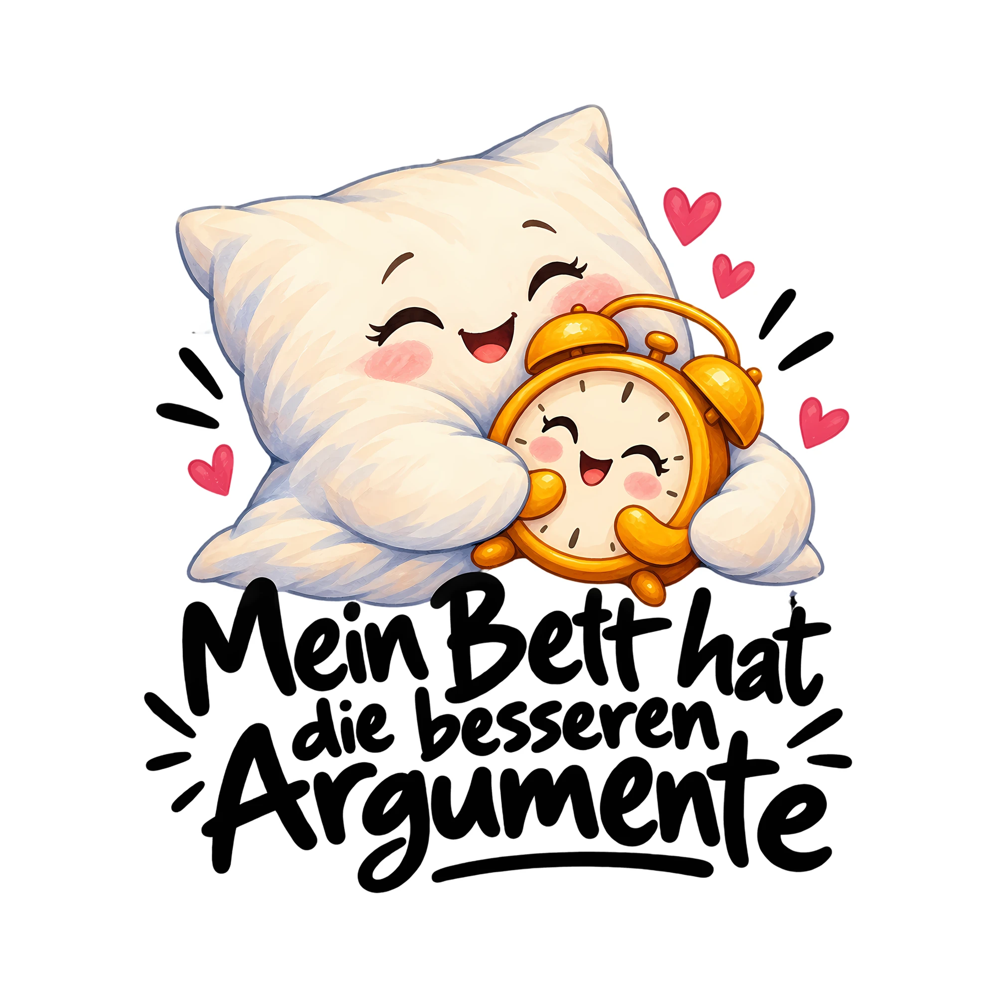 Bügelbild Mein Bett hat die besseren Argumente als Grafik auf weißem Hintergrund (BB014285)