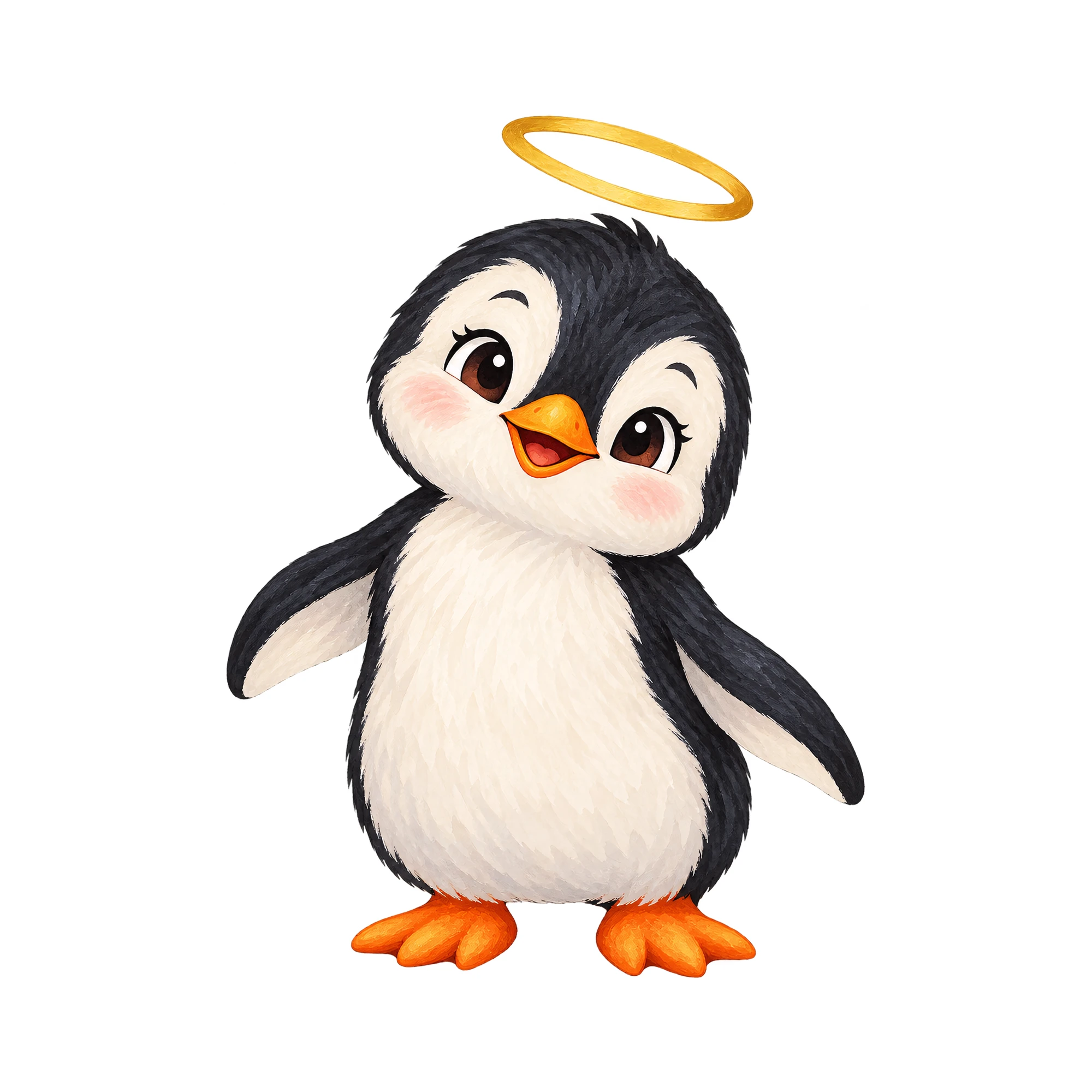 Bügelbild Angel Penguin | Tiere Shirt Motiv als Grafik auf weißem Hintergrund (BB016099)
