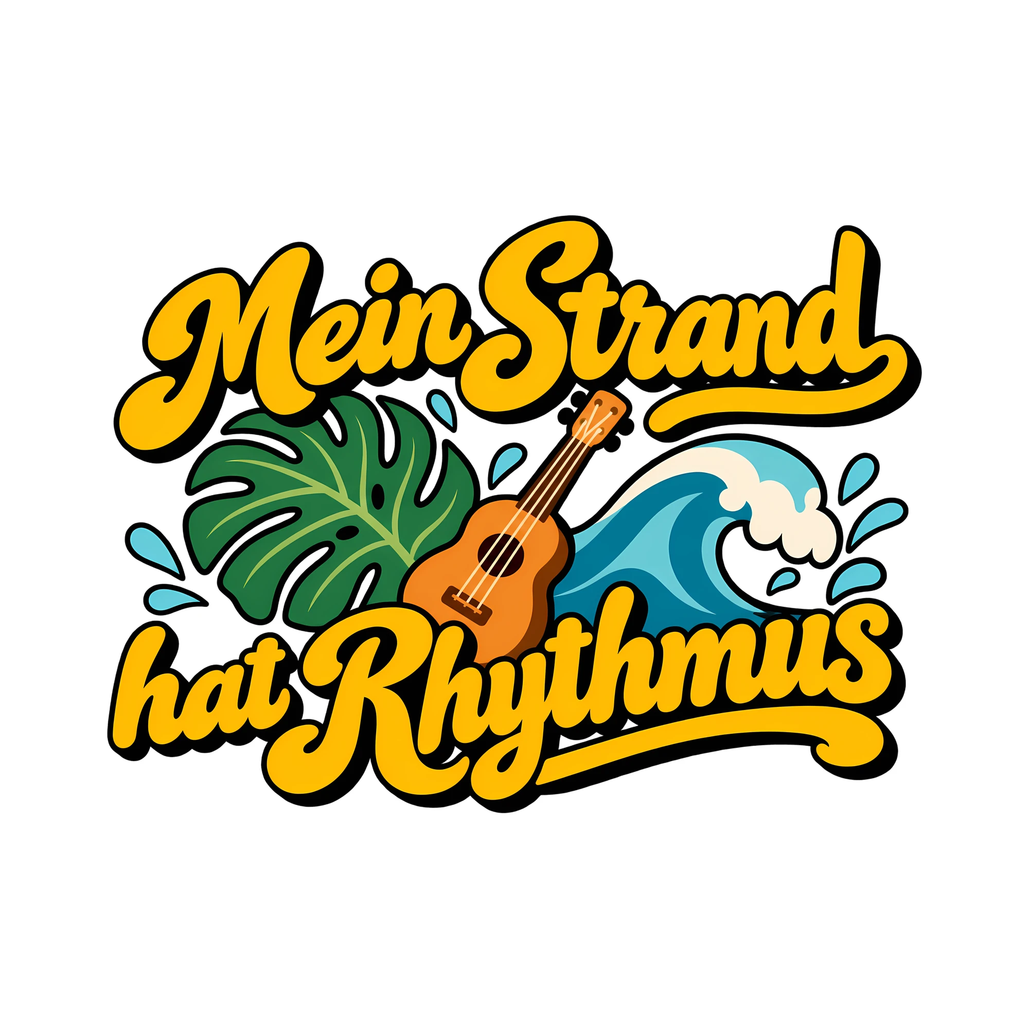 Bügelbild Mein Strand hat Rhythmus als Grafik auf weißem Hintergrund (BB011946)