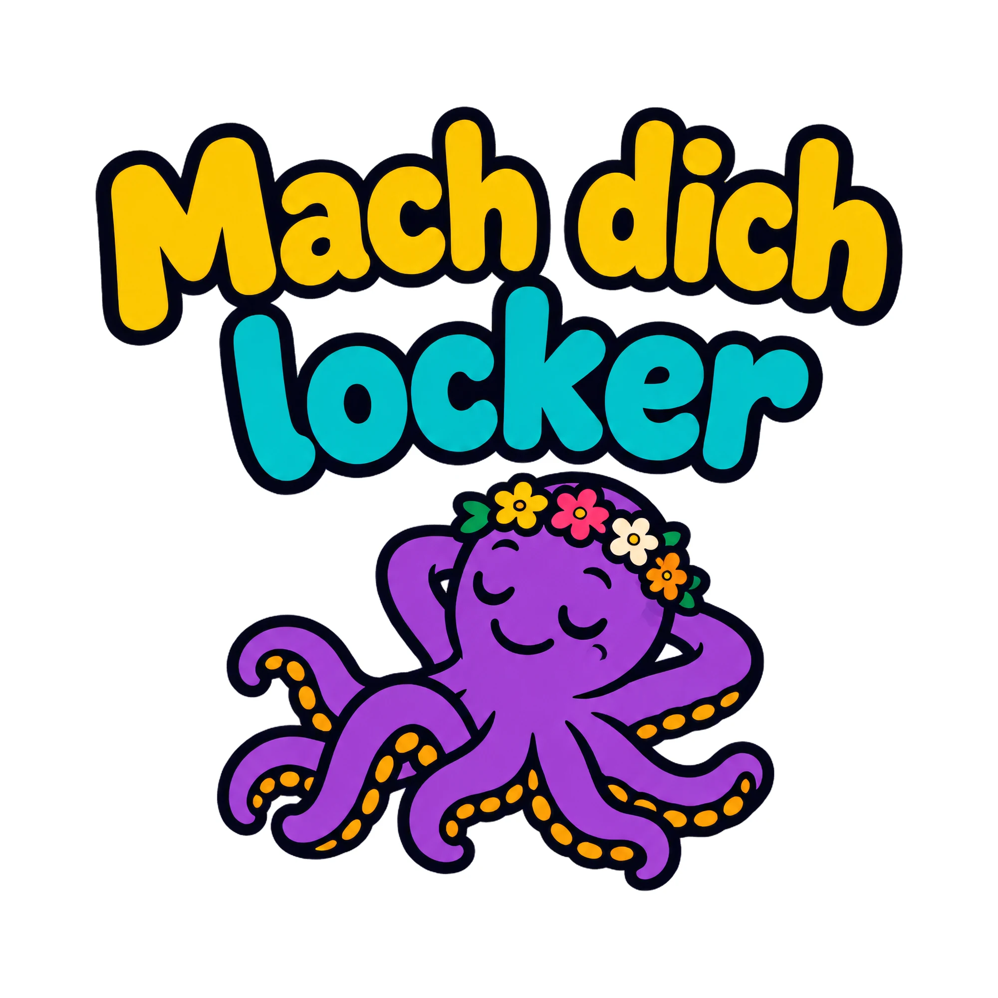 Bügelbild Mach dich locker als Grafik auf weißem Hintergrund (BB018822)