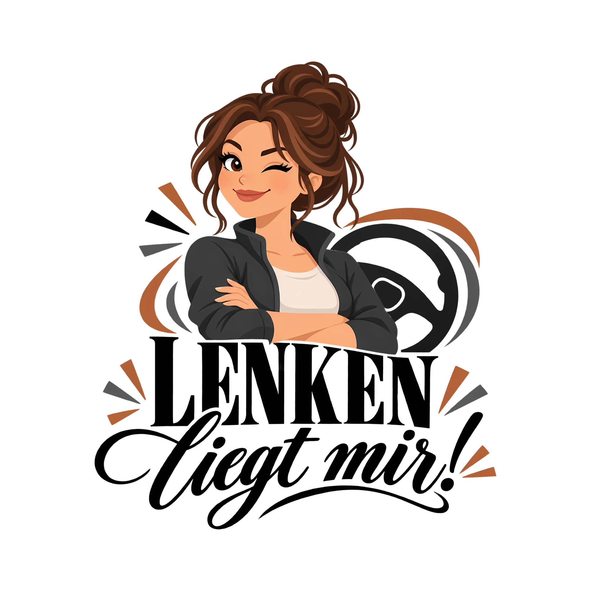 Bügelbild Lenken liegt mir! als Grafik auf weißem Hintergrund (BB011598)