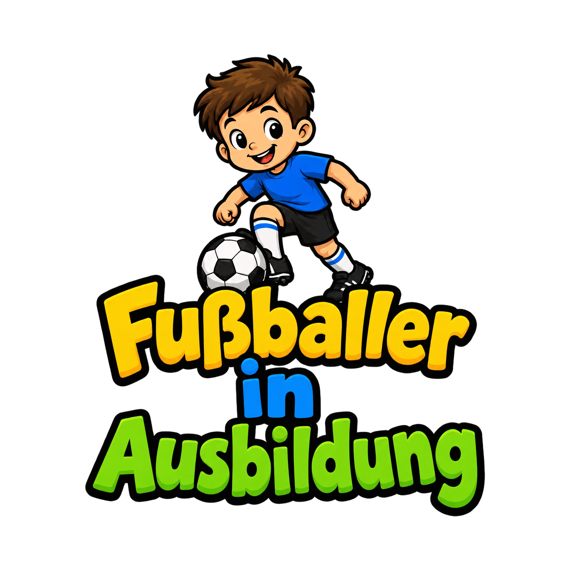 Bügelbild Fußballer in Ausbildung, Kinder Shirt Motiv als Grafik auf weißem Hintergrund (BB016754)