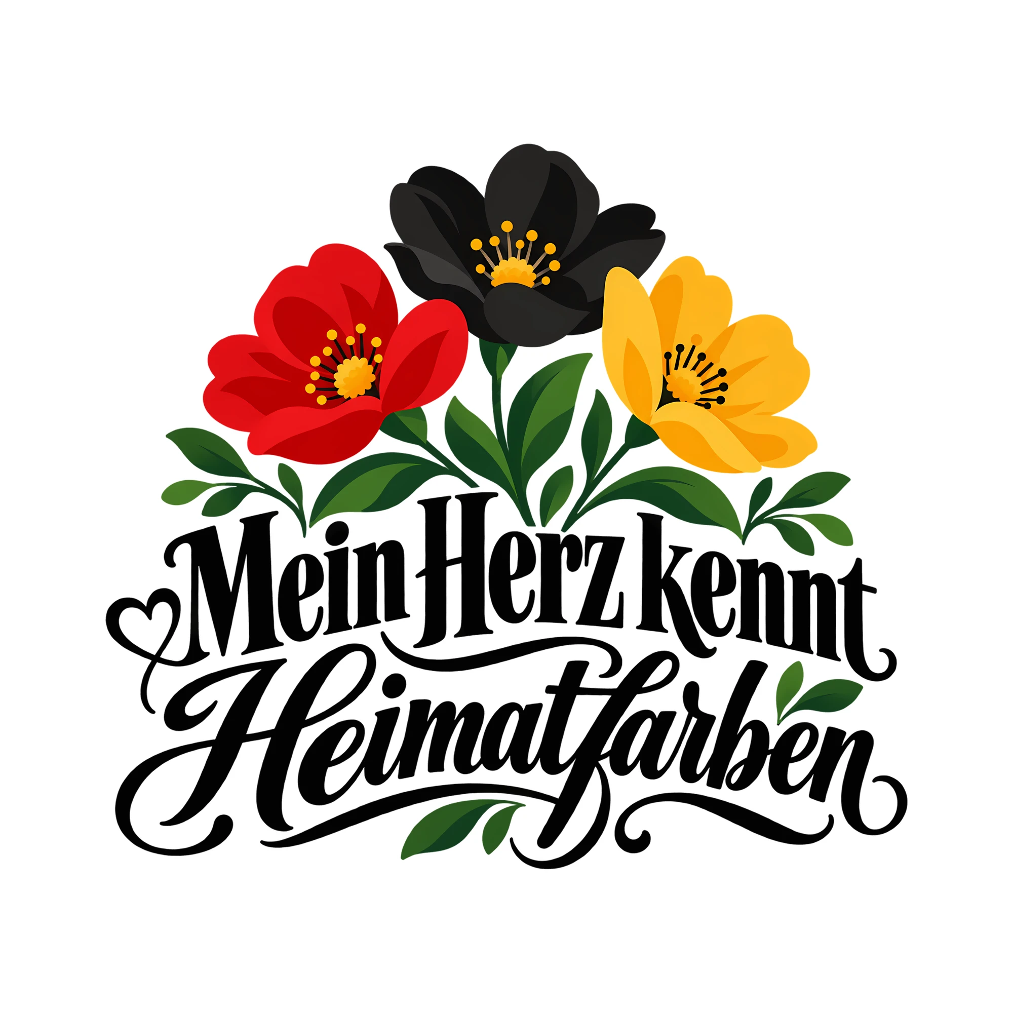 Bügelbild Mein Herz kennt Heimatfarben als Grafik auf weißem Hintergrund (BB013683)