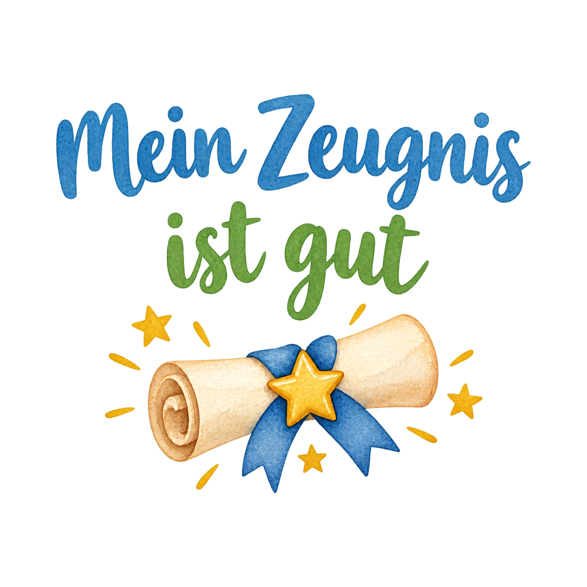 Bügelbild Mein Zeugnis ist gut als Grafik auf weißem Hintergrund (BB018742)