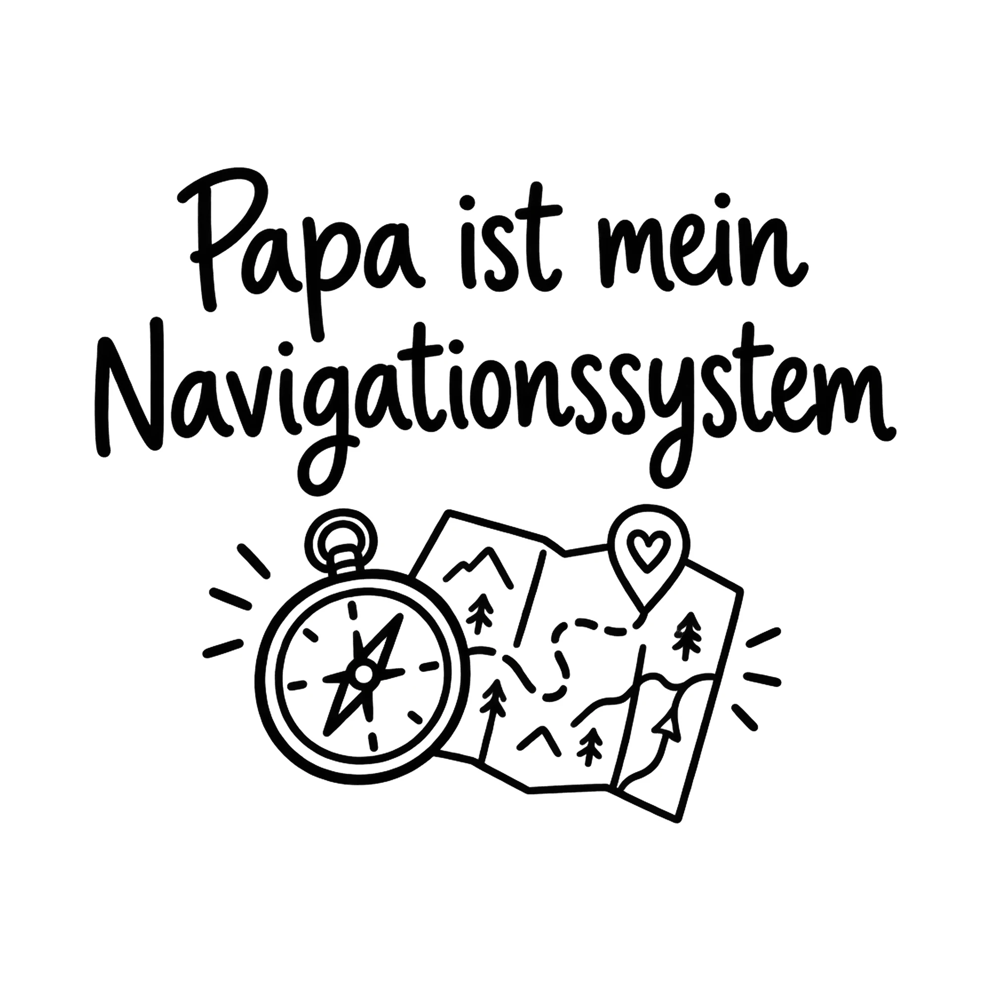 Bügelbild Papa ist mein Navigationssystem als Grafik auf weißem Hintergrund (BB019214)