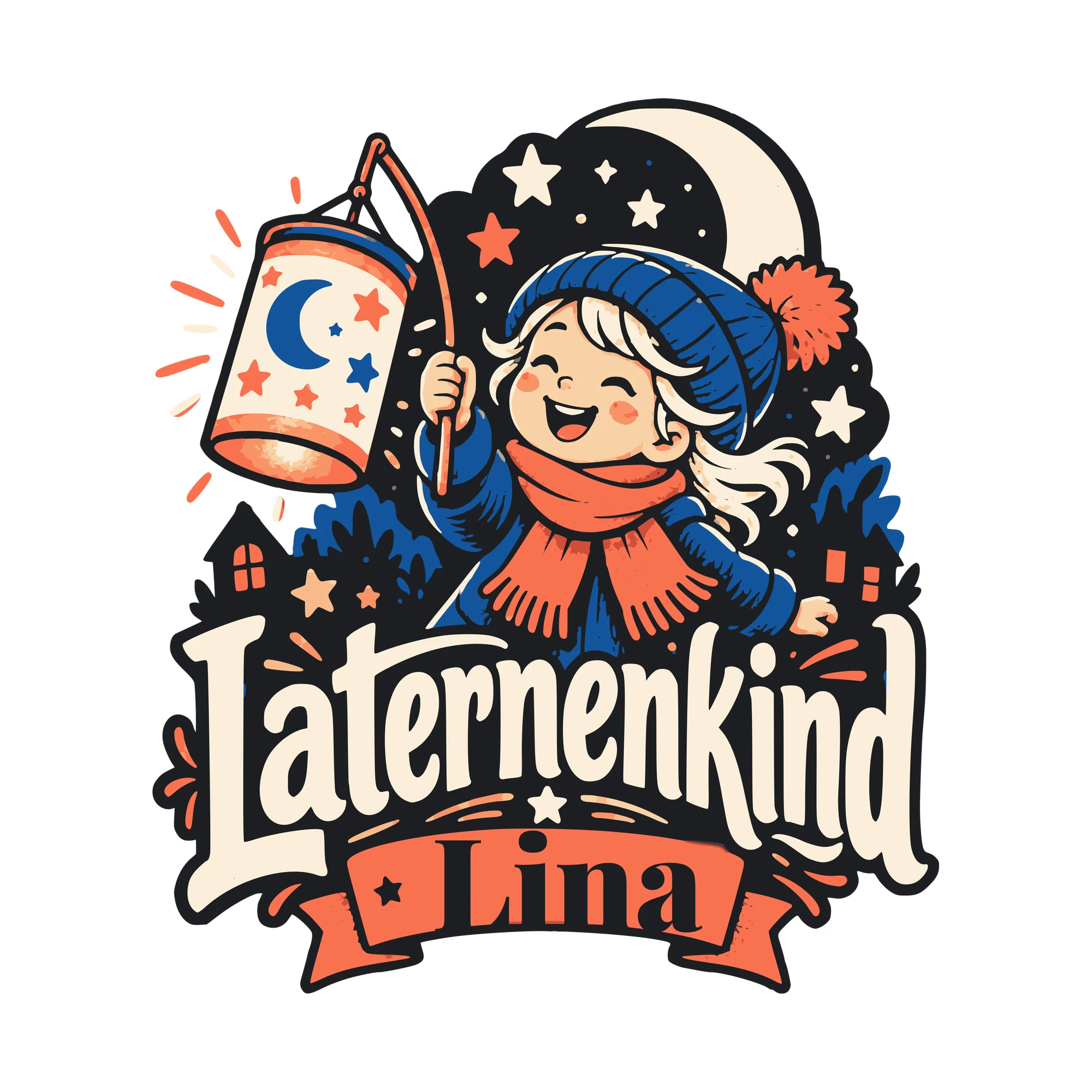 Bügelbild Laternenkind mit Name als Grafik auf weißem Hintergrund (BB011205)