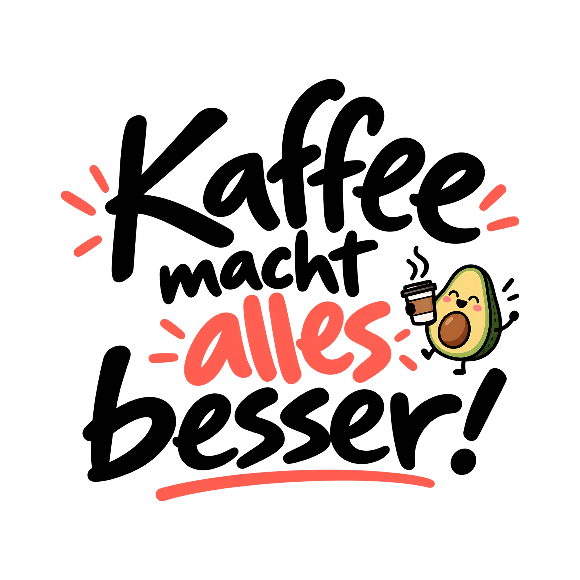 Bügelbild Kaffee macht alles besser! als Grafik auf weißem Hintergrund (BB012100)