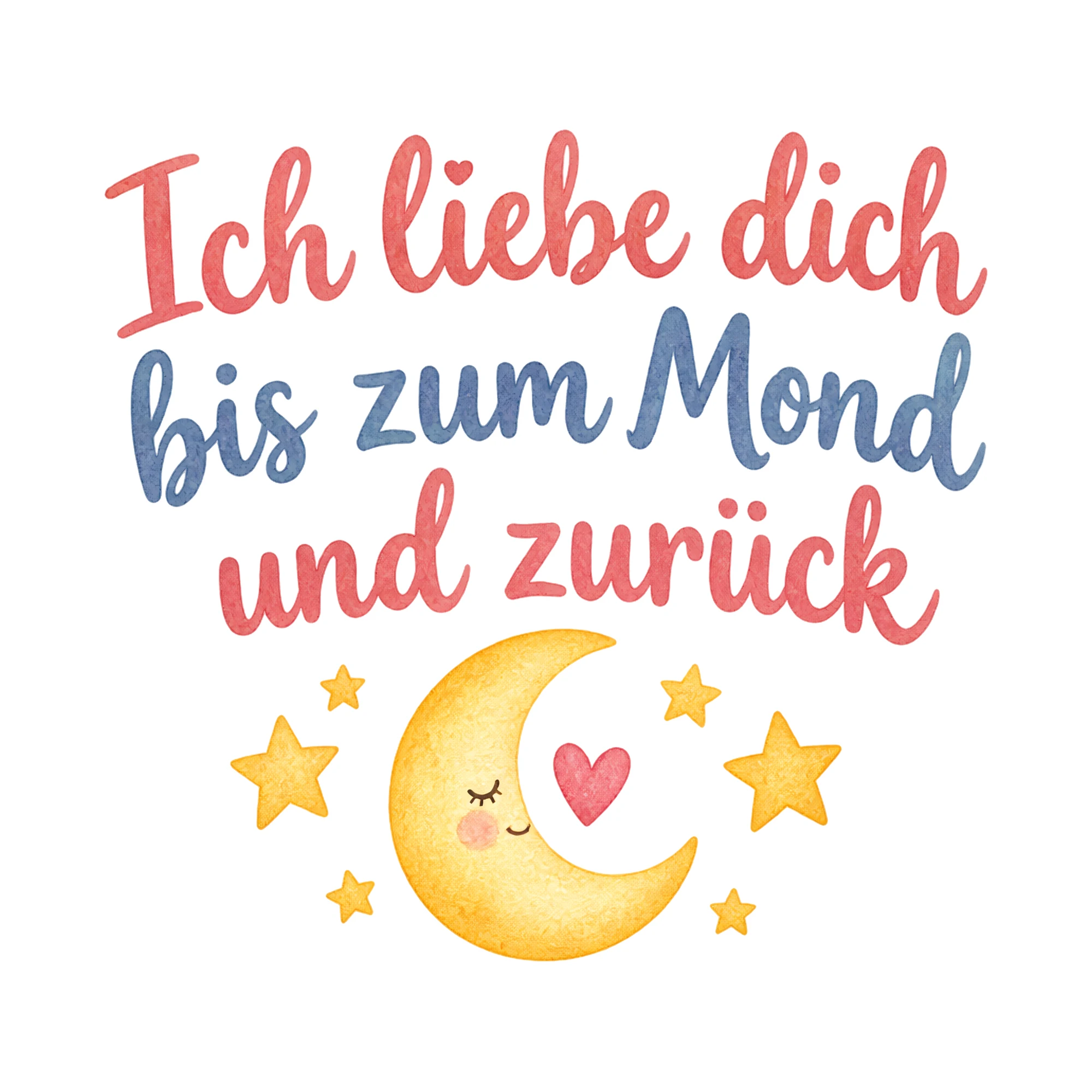 Bügelbild Ich liebe dich bis zum Mond und zurück als Grafik auf weißem Hintergrund (BB018698)