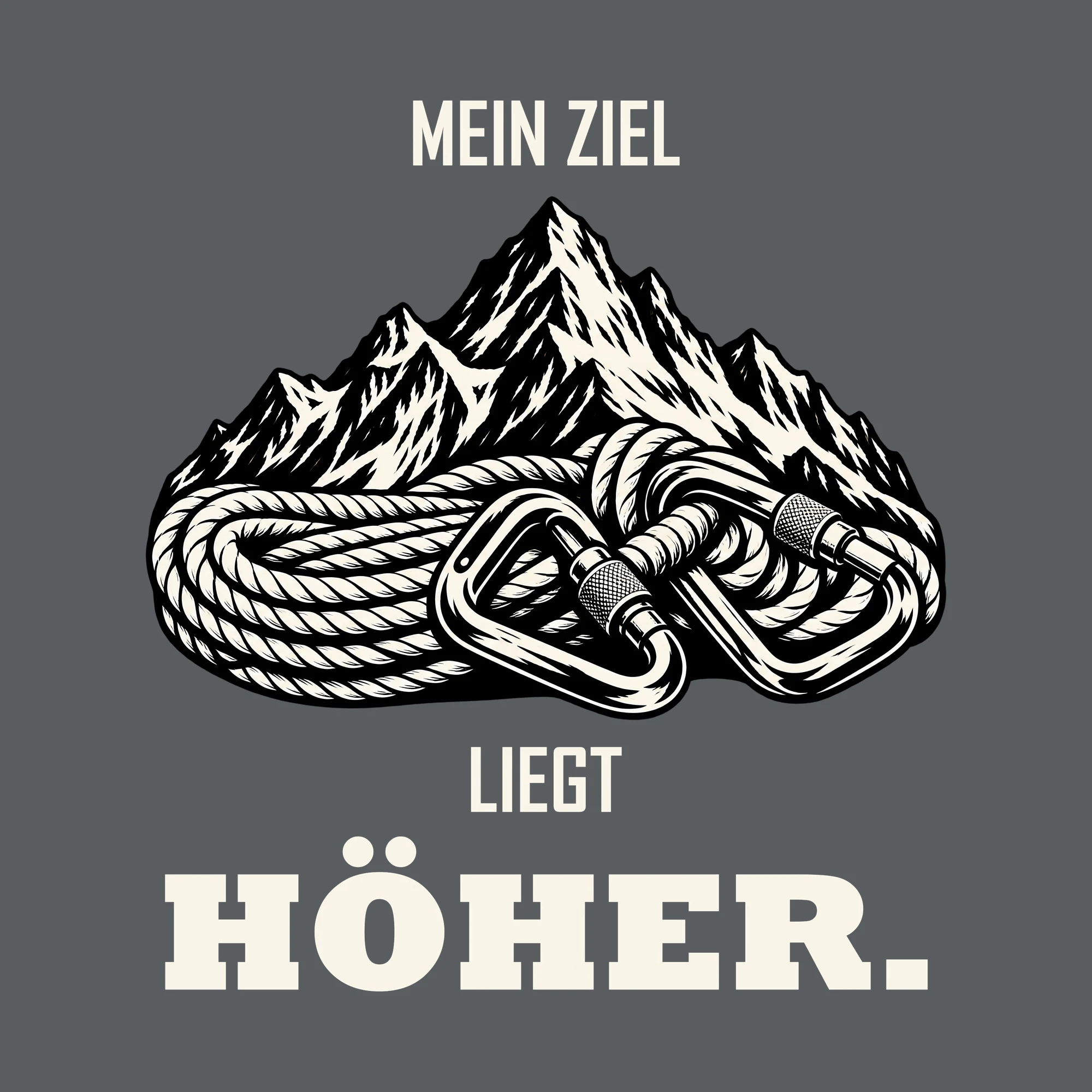 Bügelbild MEIN ZIEL LIEGT HÖHER. als Grafik auf dunklem Hintergrund (BB013183)