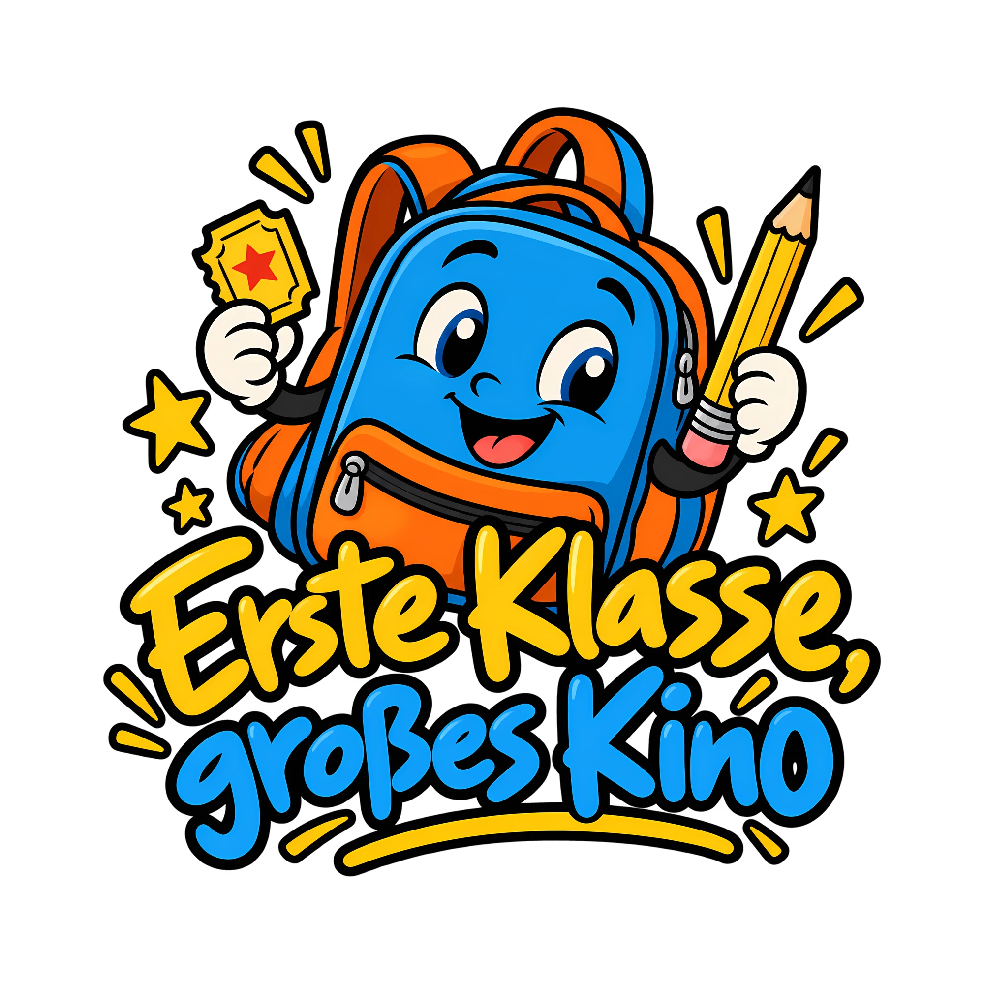 Bügelbild Erste Klasse, großes Kino als Grafik auf weißem Hintergrund (BB012026)