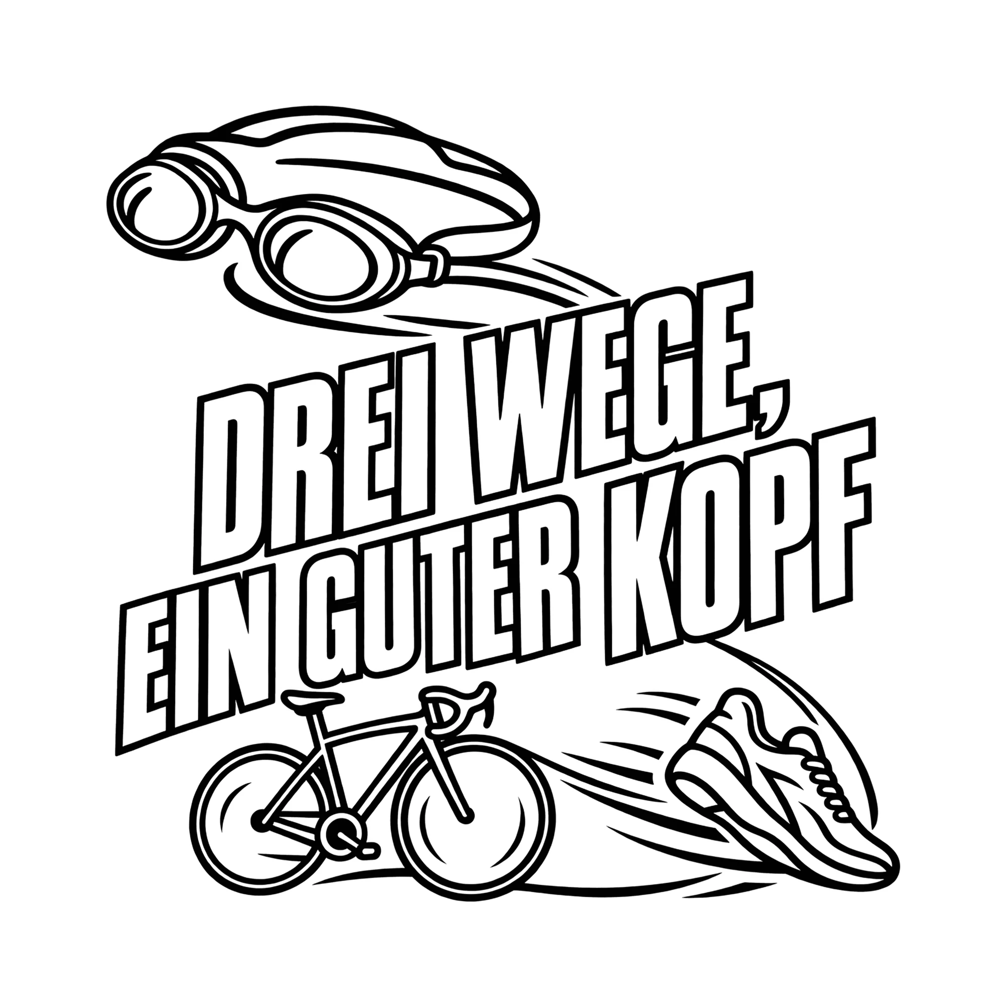 Bügelbild DREI WEGE, EIN GUTER KOPF als Grafik auf weißem Hintergrund (BB014358)