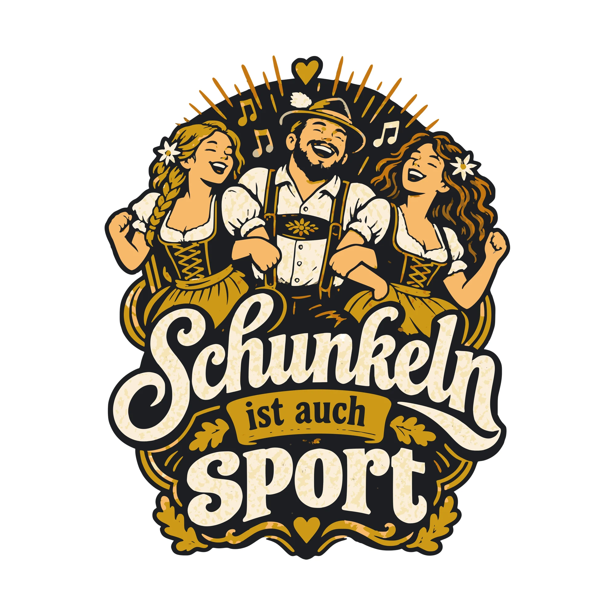 Bügelbild Schunkeln ist auch Sport als Grafik auf weißem Hintergrund (BB011160)
