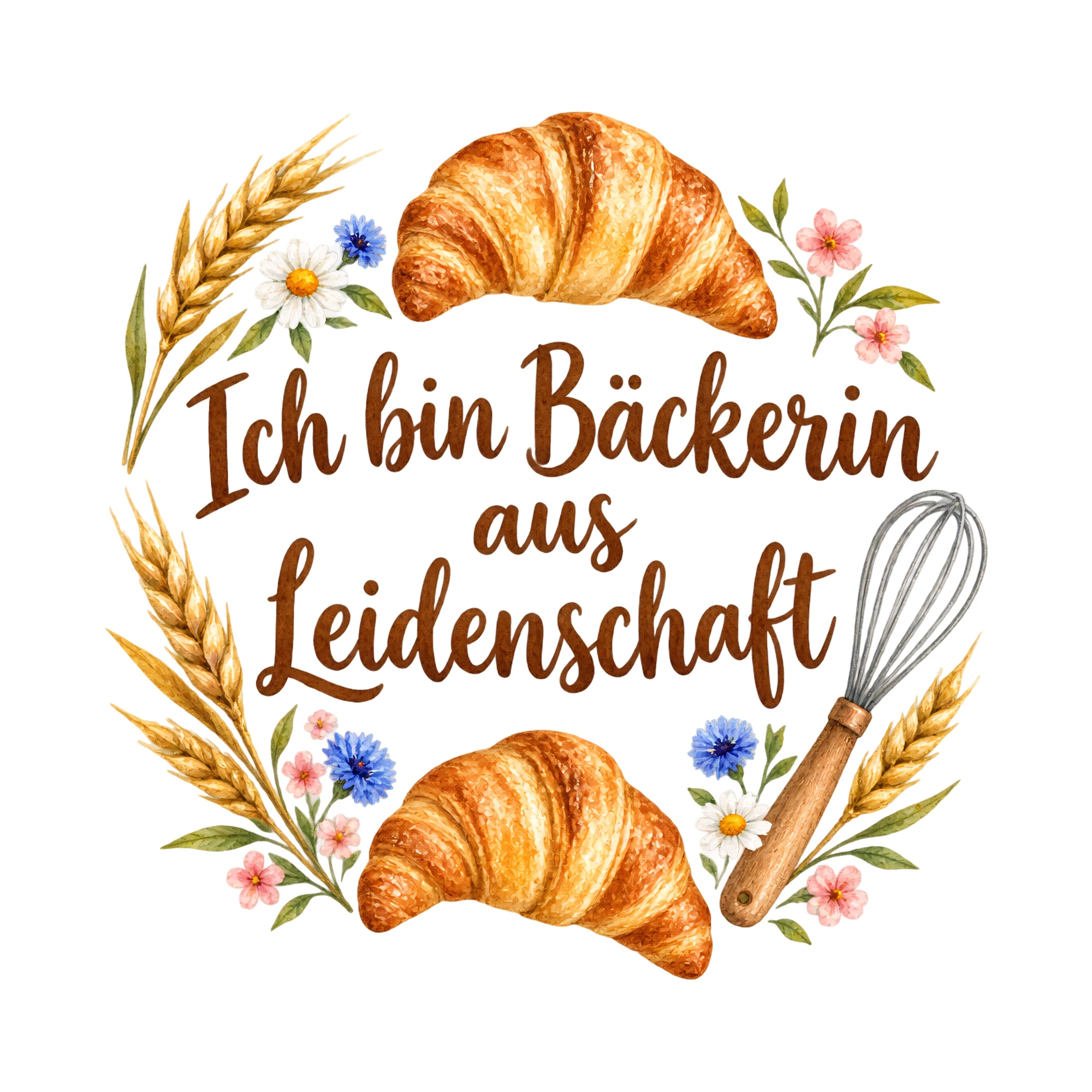 Bügelbild Ich bin Bäckerin aus Leidenschaft als Grafik auf weißem Hintergrund (BB018614)